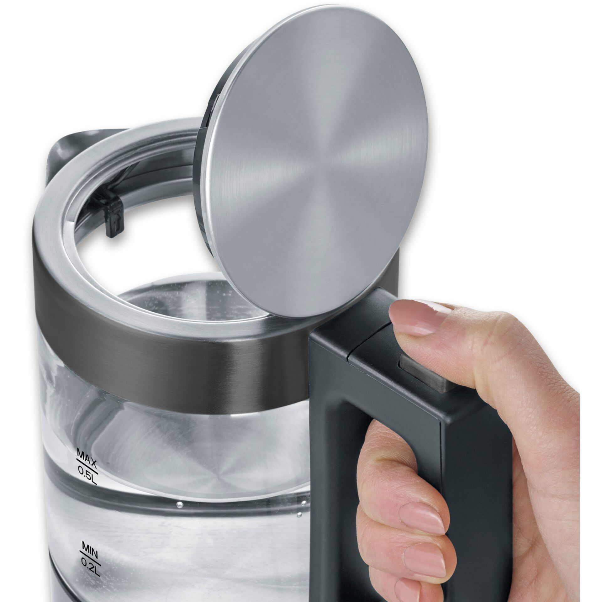 Kaffeemaschine, Kaffeekanne, Schnellverschluss, Glasbehälter, Flügeldeckel