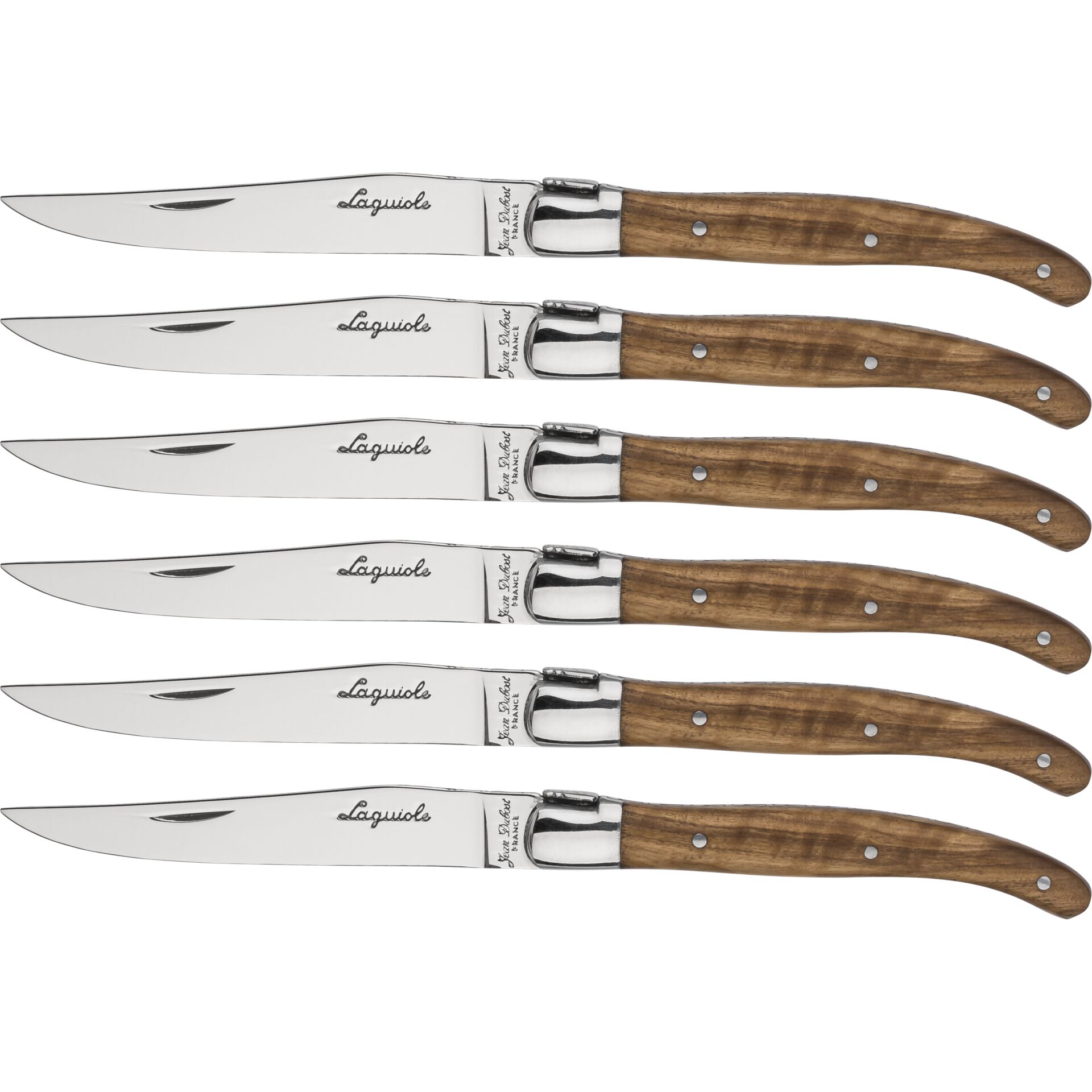 Laguiole Jean Dubost Steakmesser Olivenholz 6 tlg. Besteck, Klinge, Waffe, Messer, Dolch