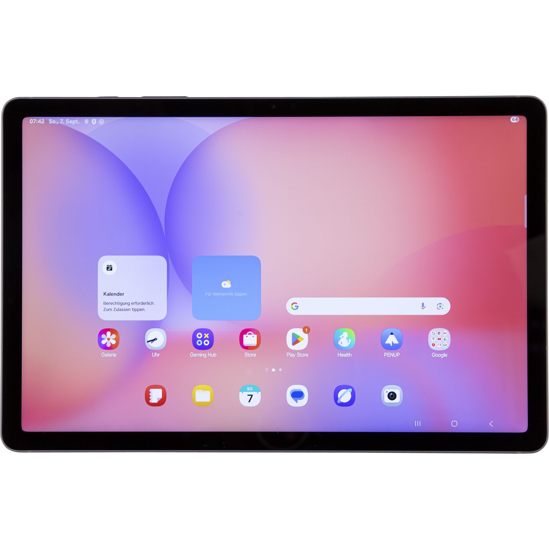 Tablet, Android-Tablet, schwarzer Rand, Startbildschirm, Digitales Gerät