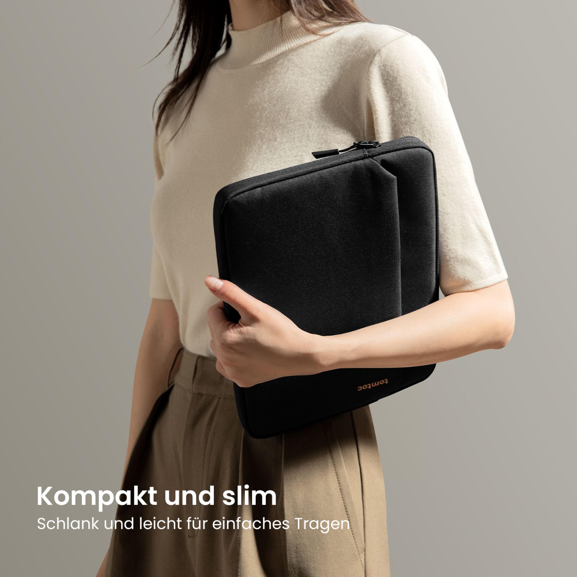 Schultertasche, Clutch, schwarze Tasche, kompakt, slim