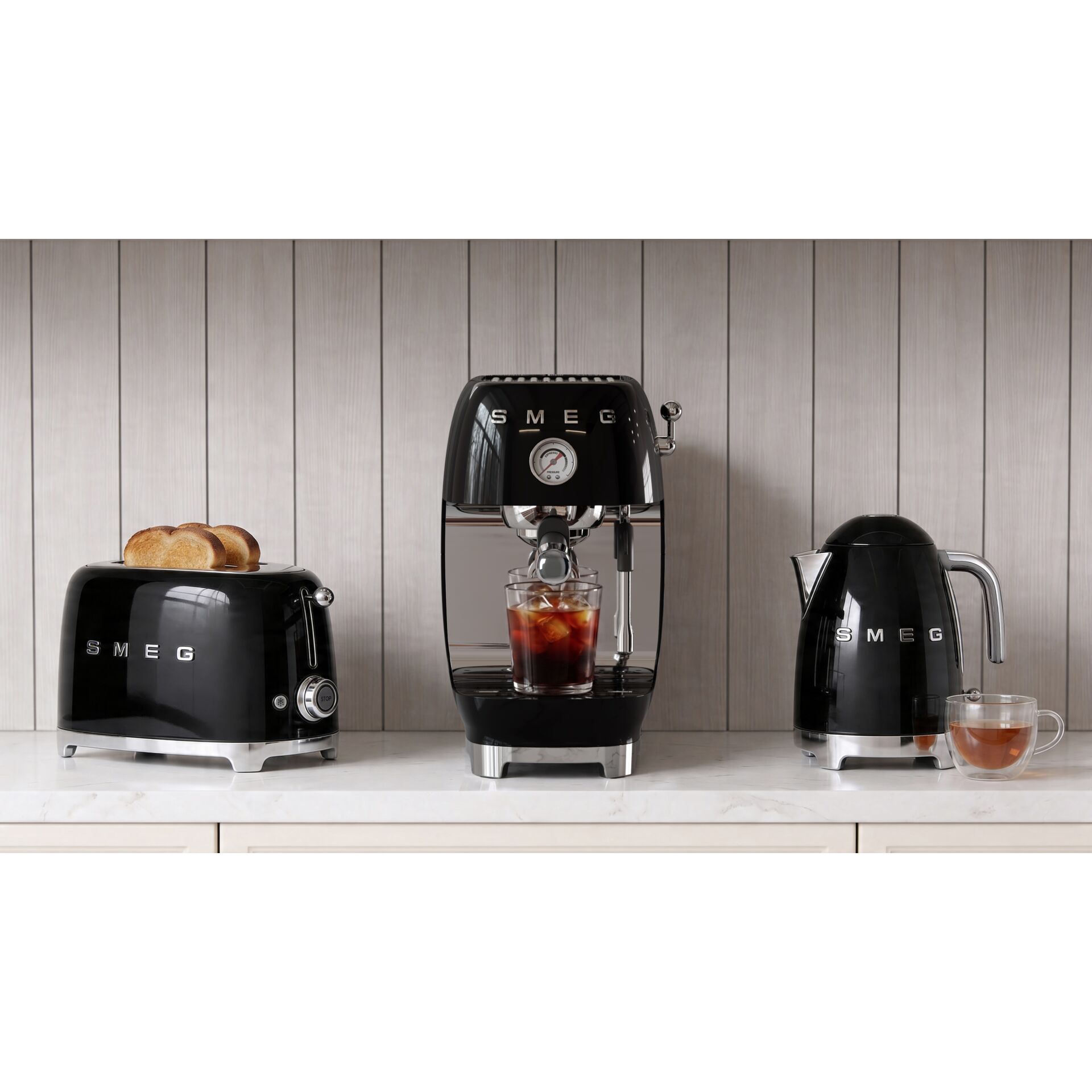 Kaffeemaschine, Espressomaschine, Toaster, Schwarz, Küchengeräte