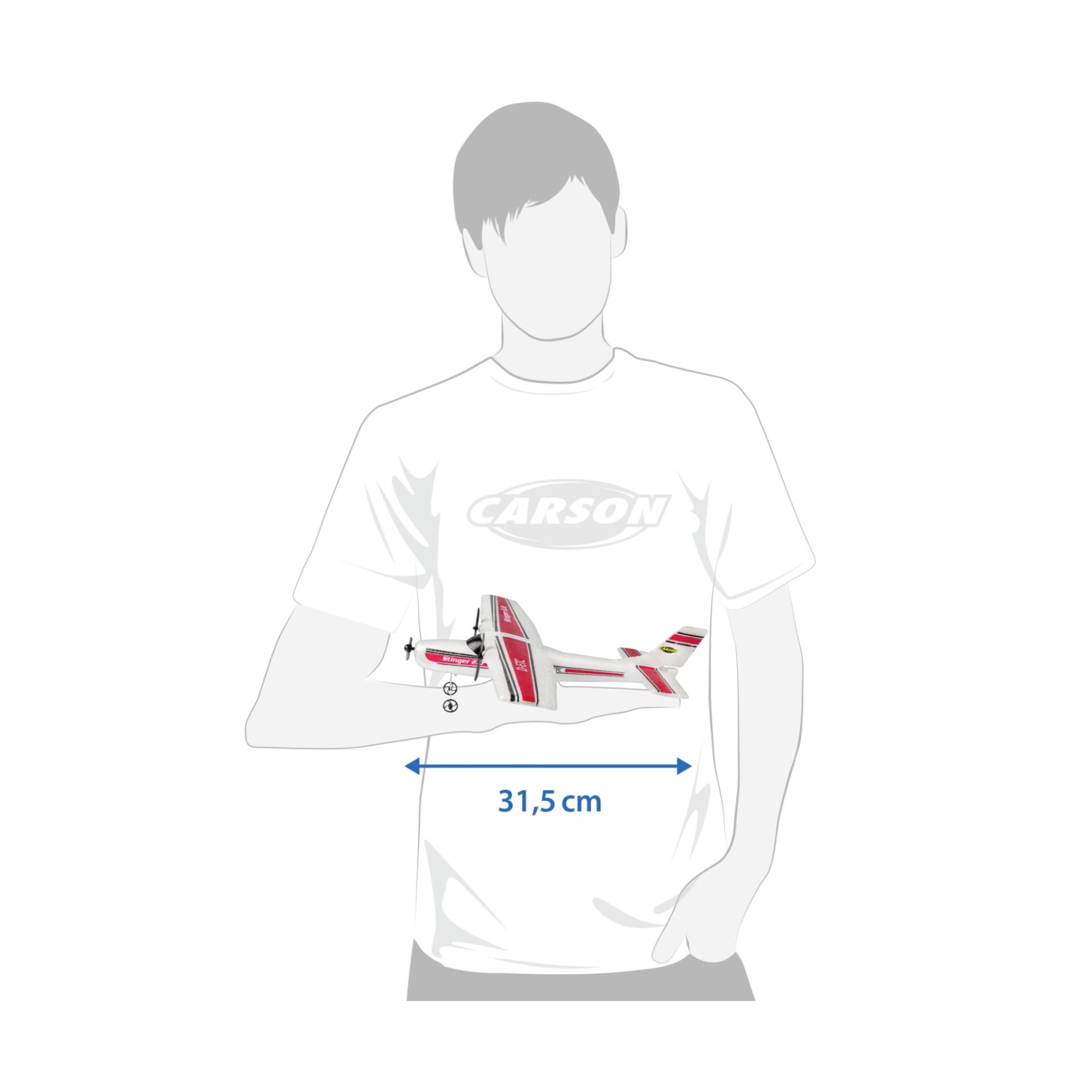 Modellflugzeug, Handmodell, Rennflugzeug, Rot-Weiß, 31,5 cm