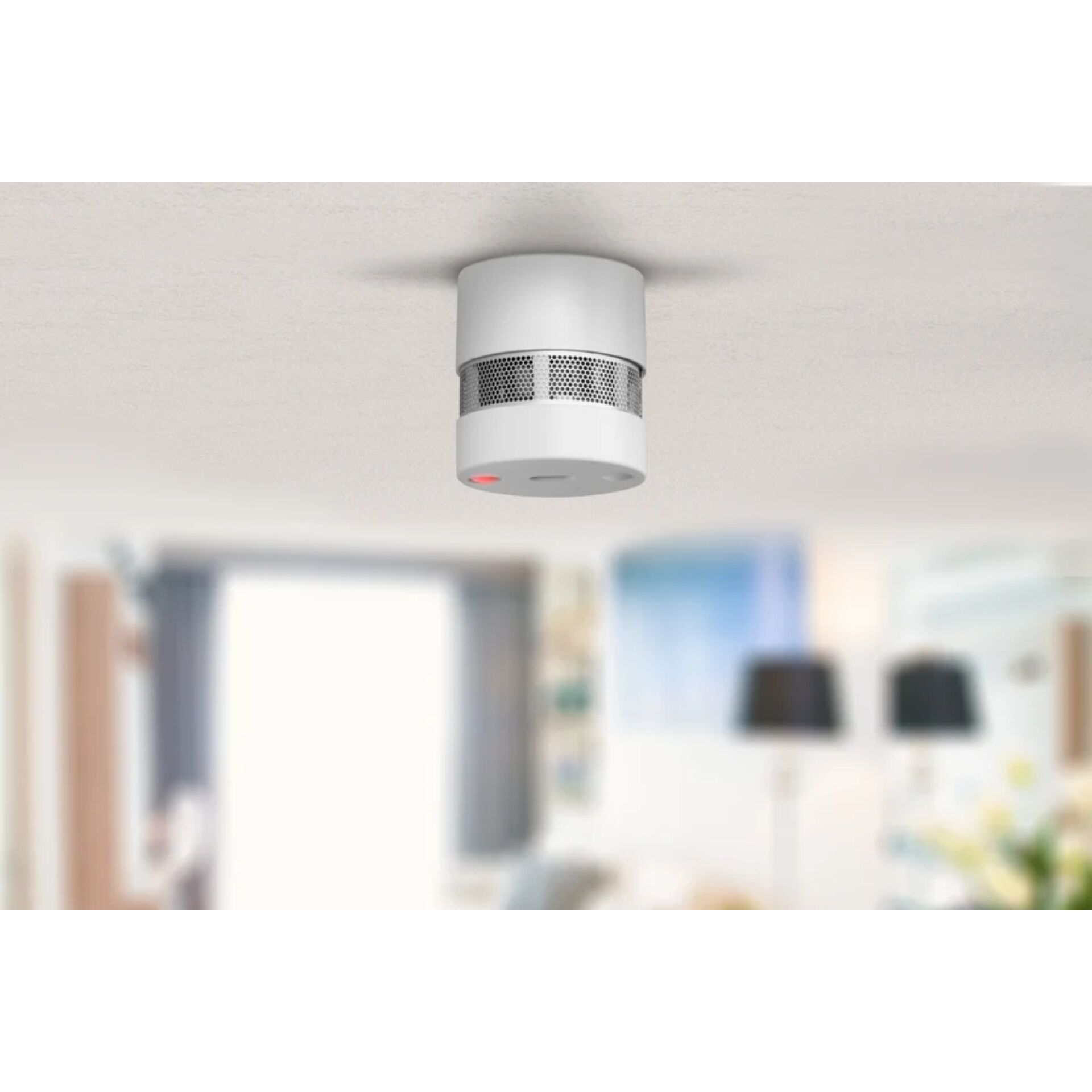 Rauchmelder,  Deckenmontage,  kabelloser Melder,  rundes Gerät,  moderner Alarm