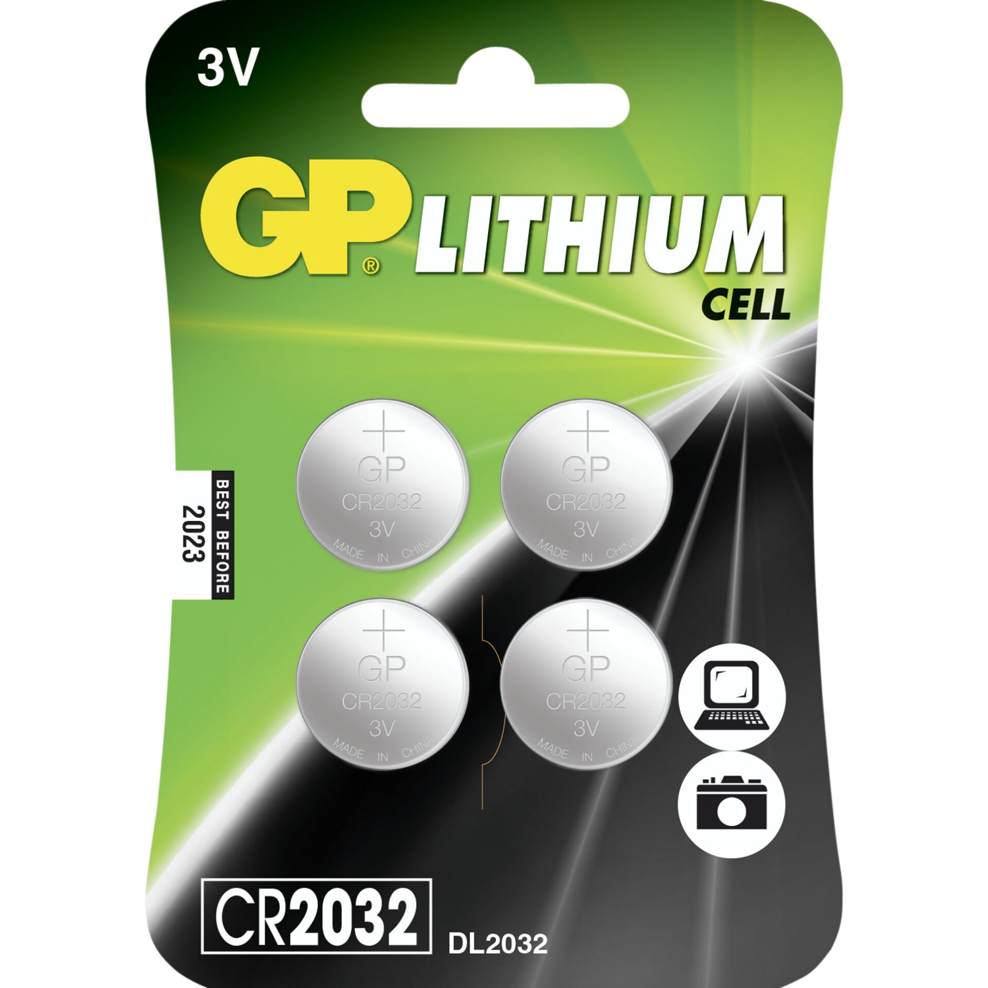 1x4 GP CR 2032 Lithium 3V  4 Stk.Knopfzellen 3 Volt