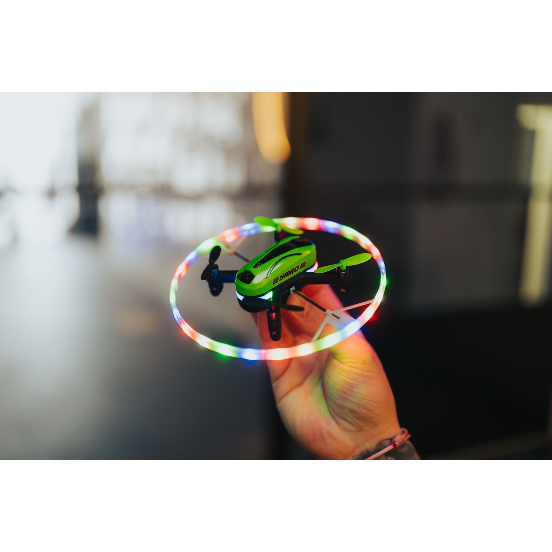 Quadcopter, Drone, LED Ring, Green, Mini