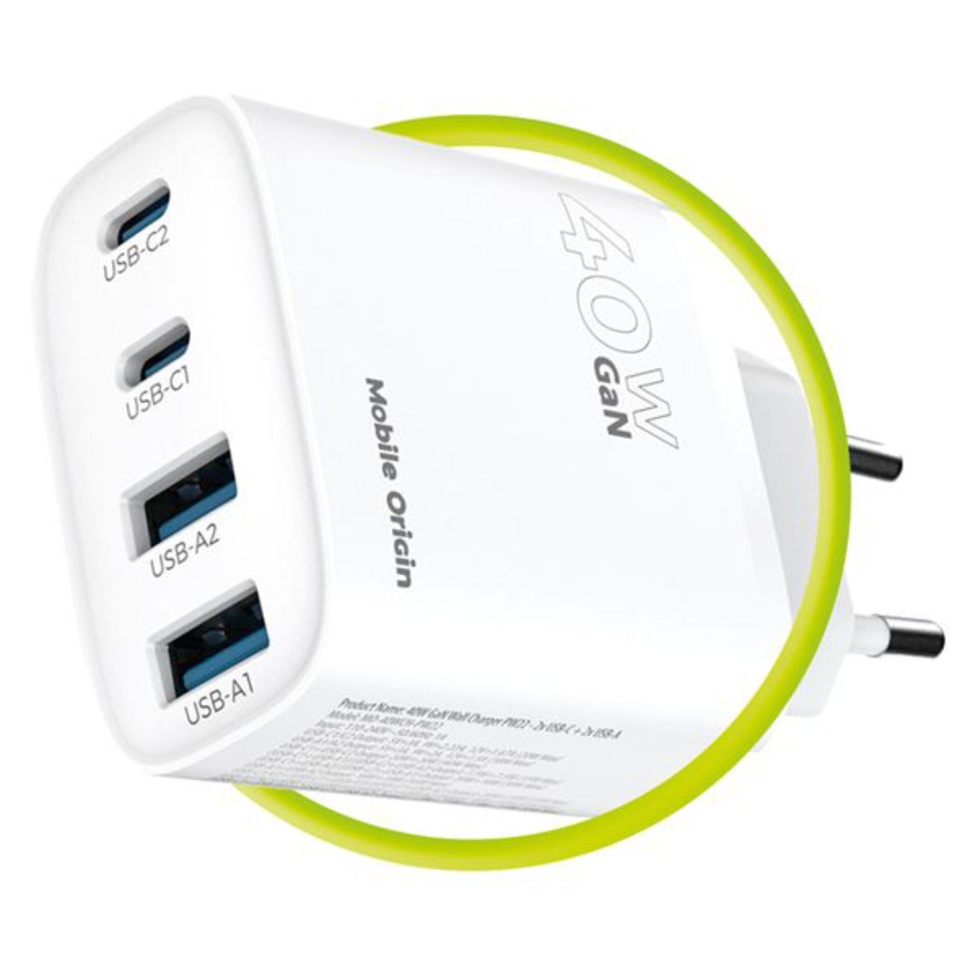 USB-C Ladegerät, Multiplug, 4× USB, weiß, Reiseladegerät