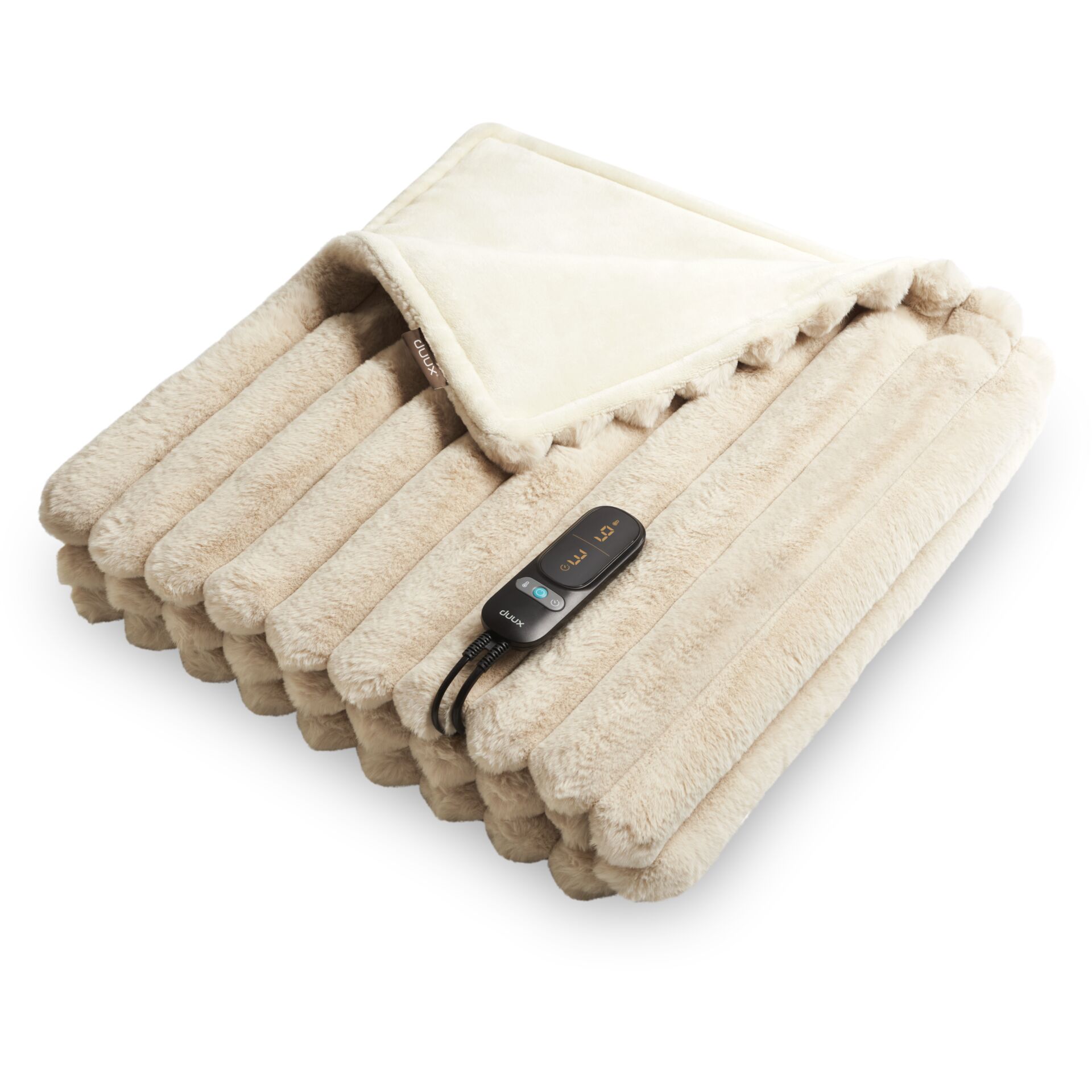 Duux Yentl Wärmedecke Striped  Rabbit Faux Fur Beige (200x200)
