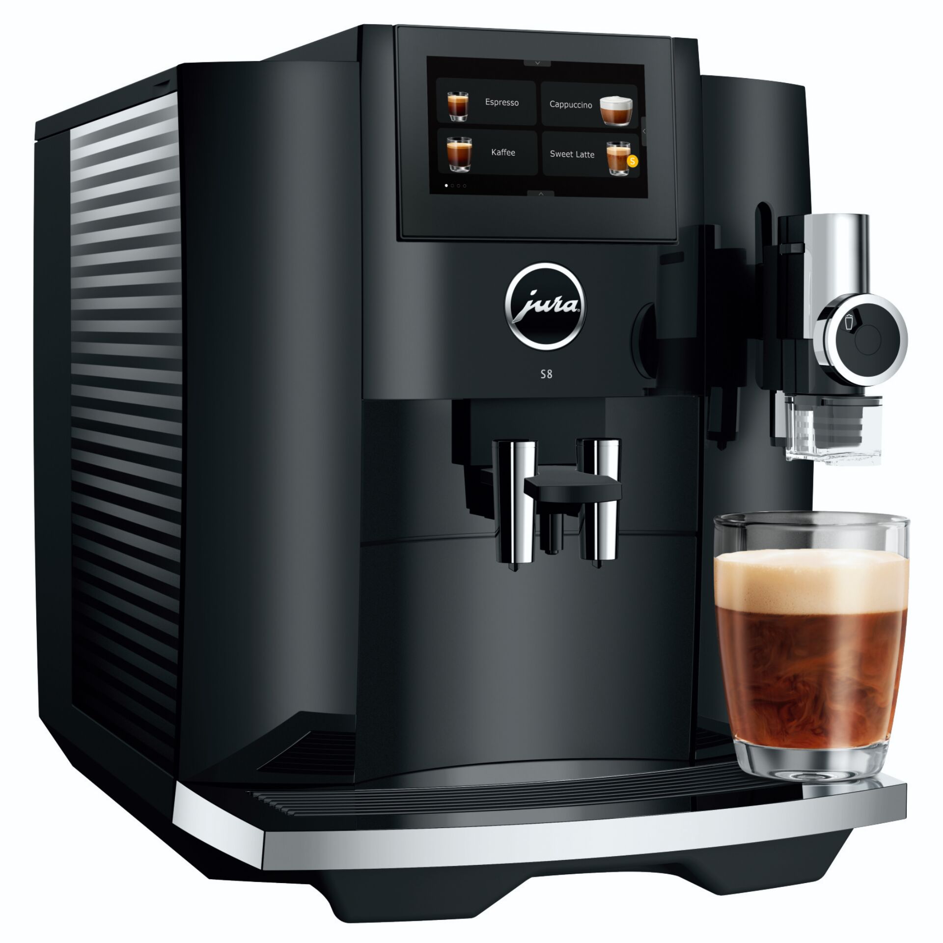 Kaffeemaschine, Espressomachine, Schwarz, Milchschaum, Tassenständer
