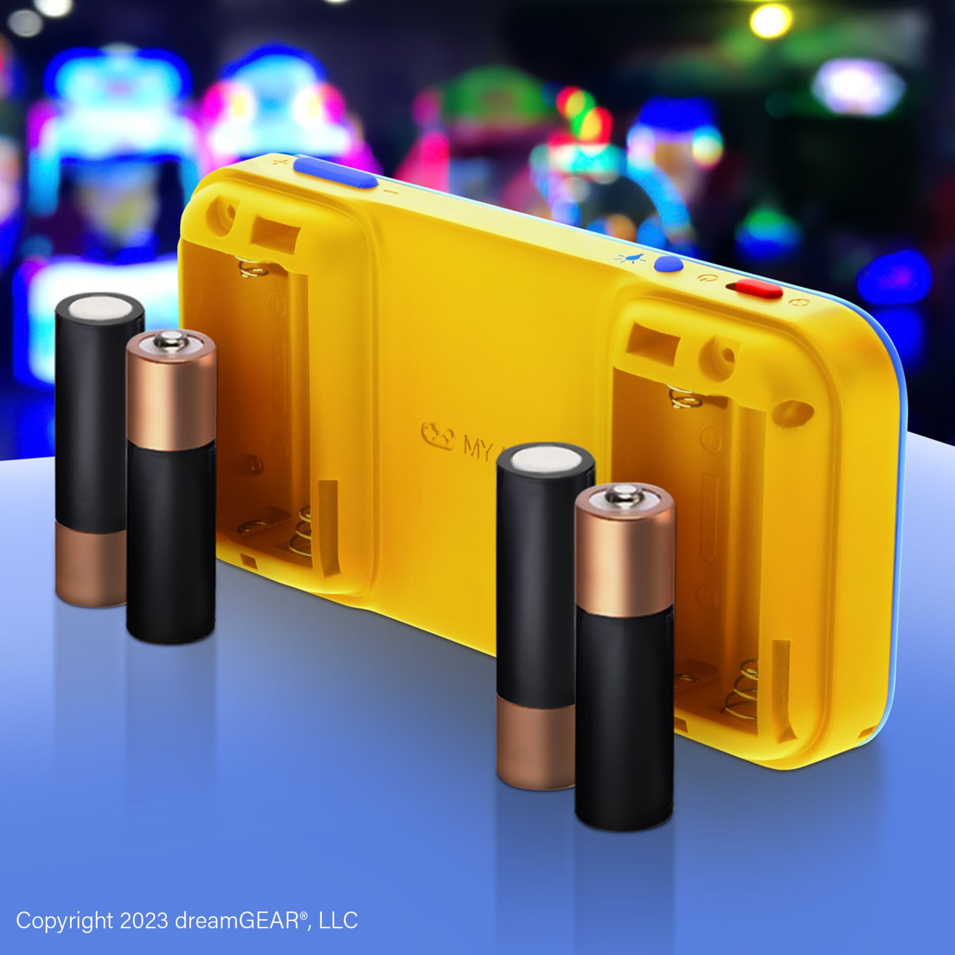 AA-Batterien, Batteriehalter, gelbes Gerät, Batteriehalterung, AA-Batterie