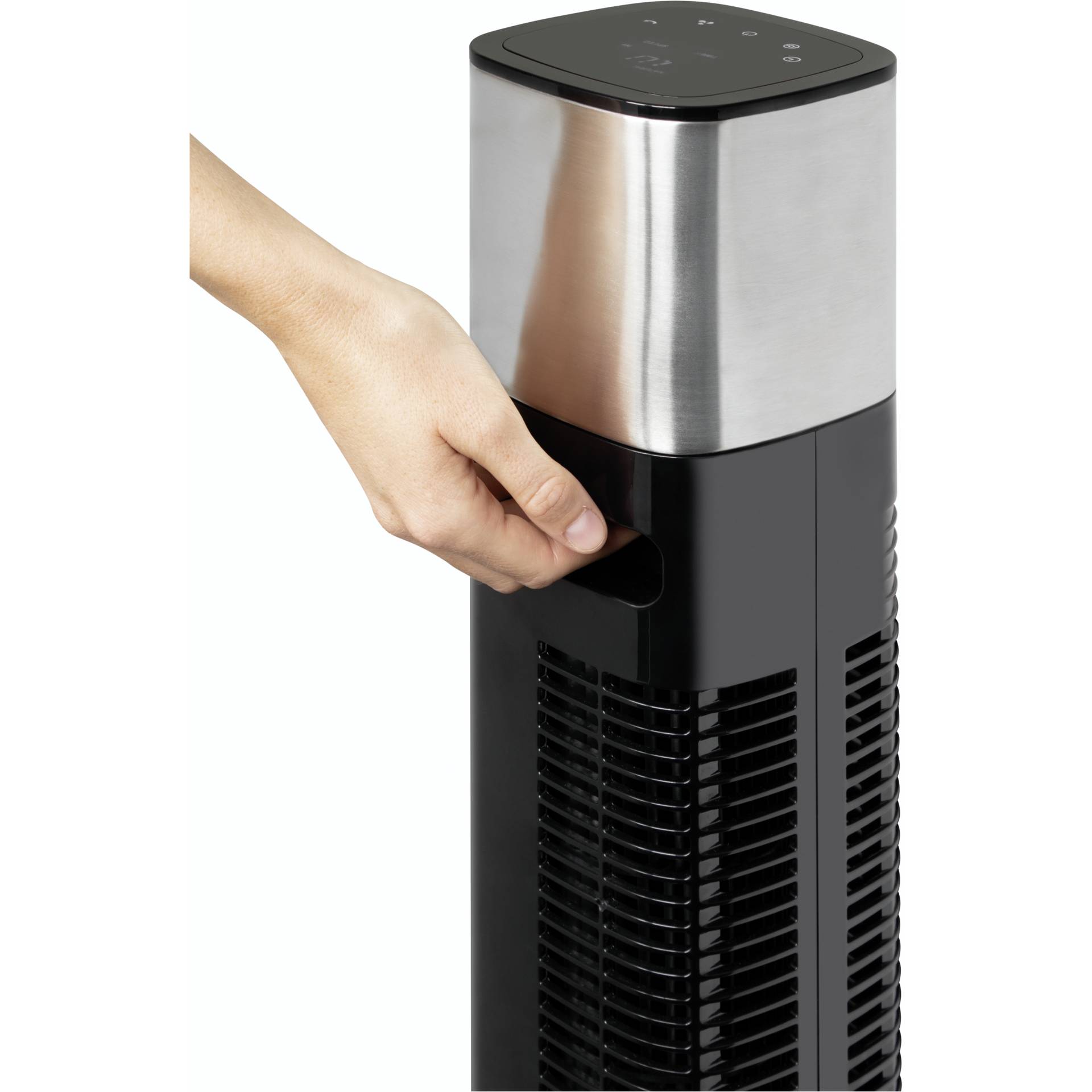 Ventilator, Tower fan, Schwarz, Edelstahloberteil, Einstellbare Geschwindigkeit