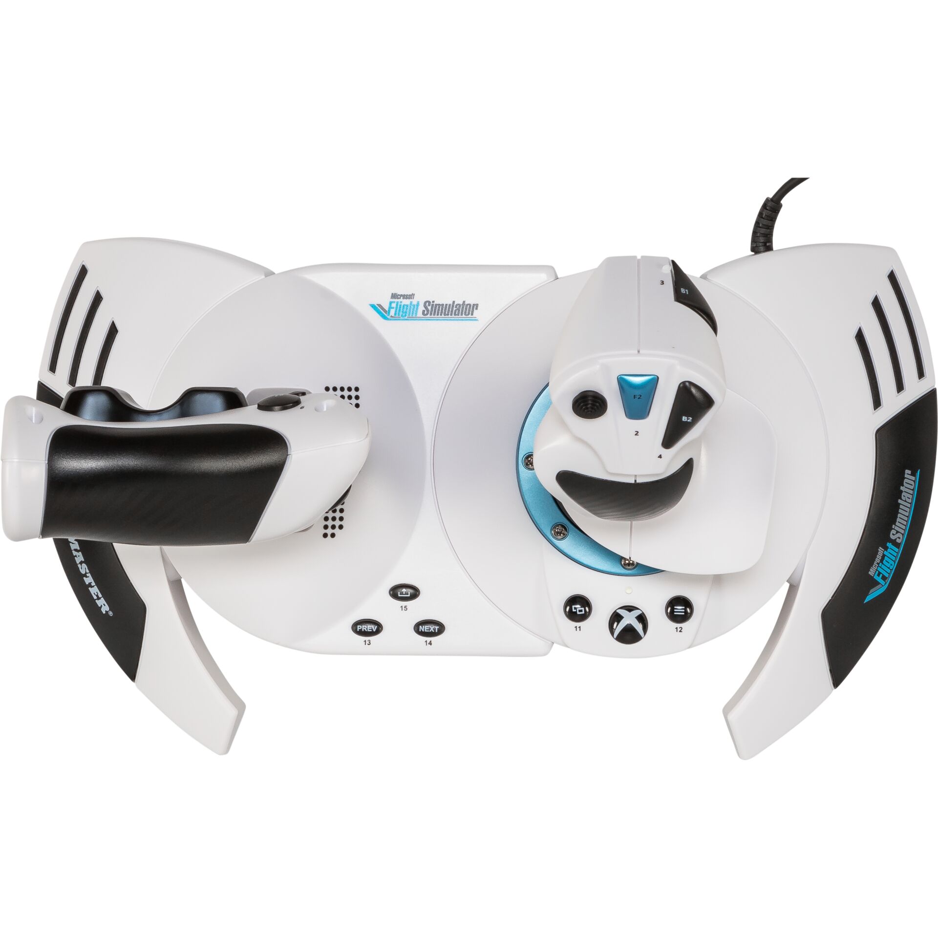 Flugsimulator-Controller, Joystick, Weiß, Schwarz Akzente, ergonomisches Design