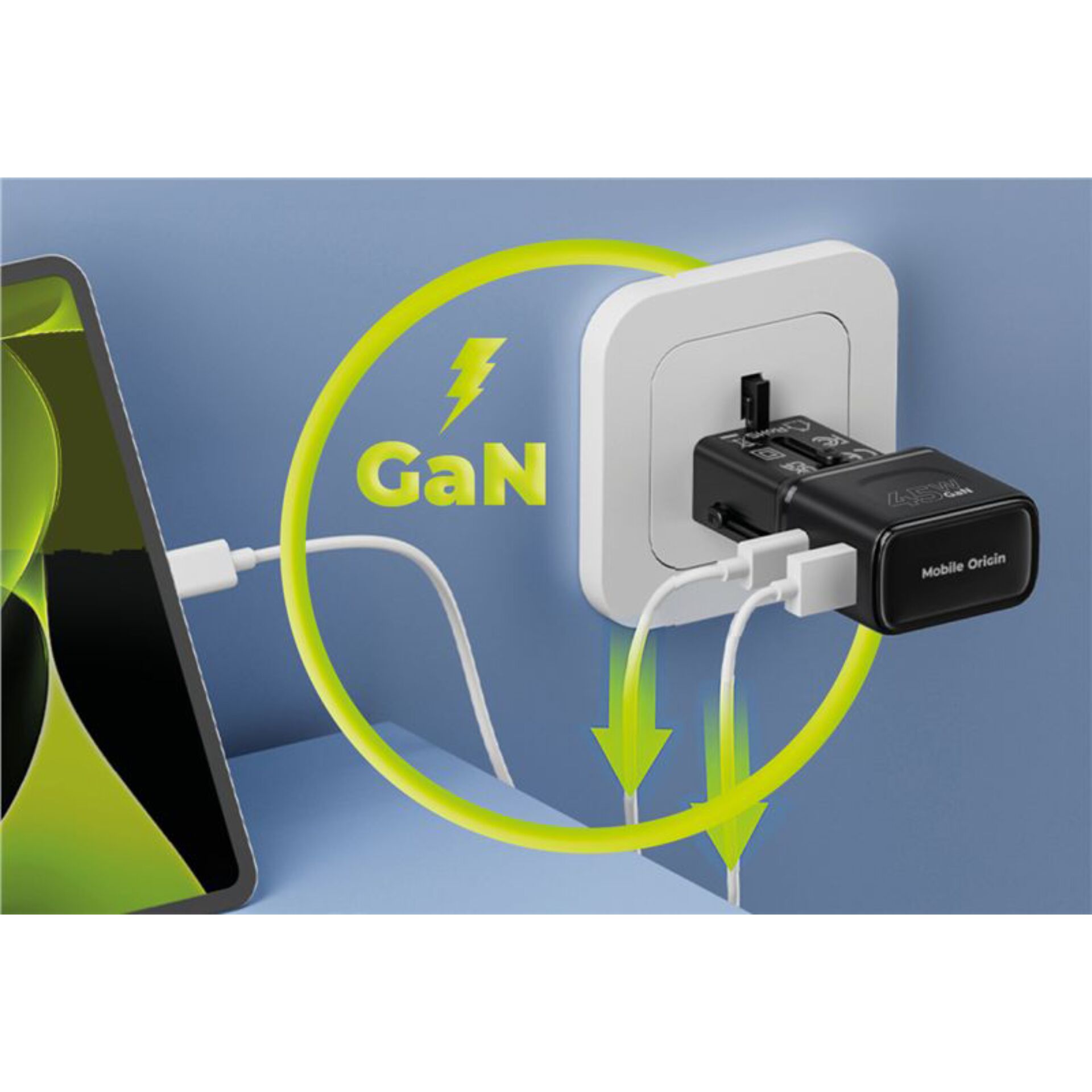 GaN Ladegerät, USB-C Adapter, Steckdose Ladegerät, Dual-Port-Ladegerät, Reiseladegerät
