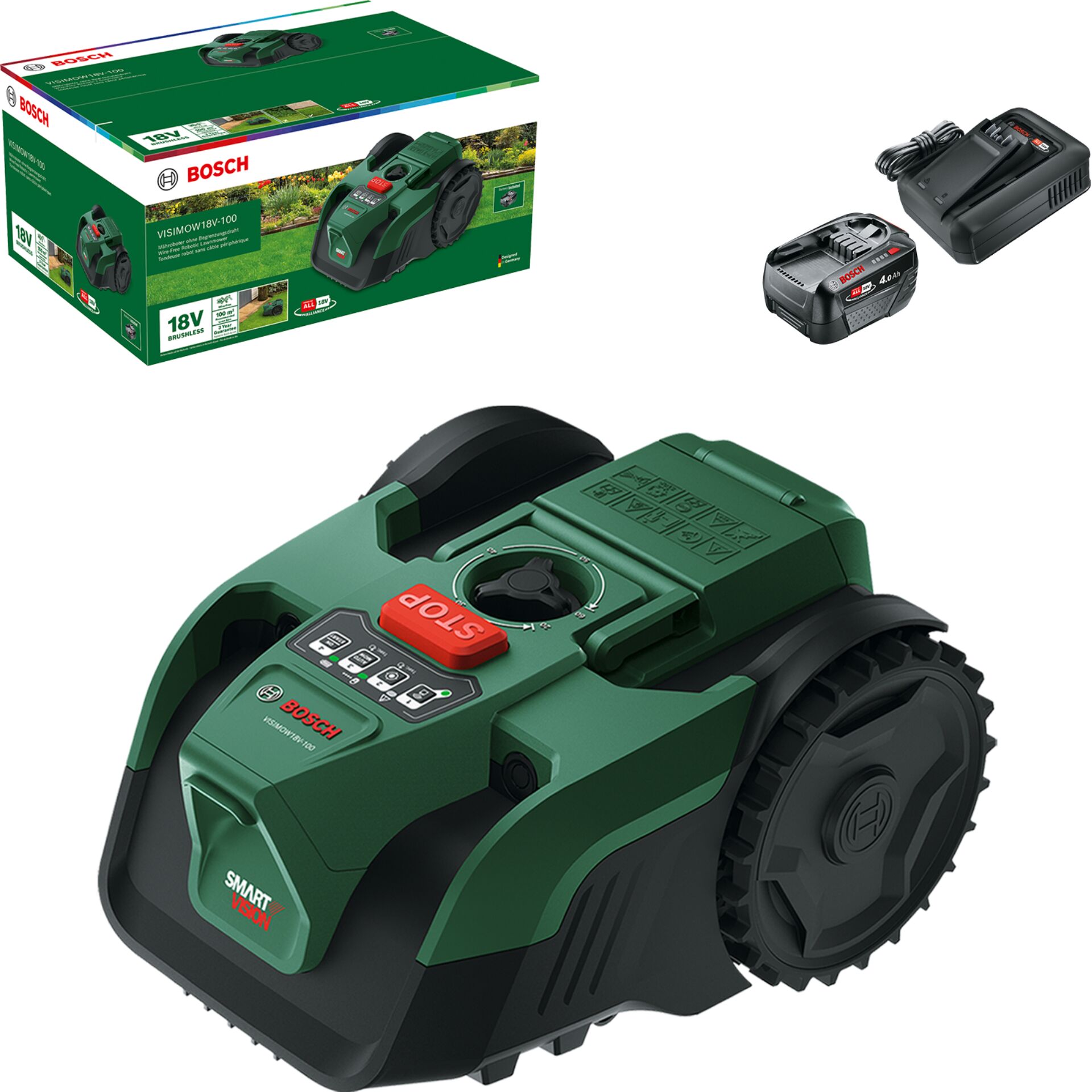 Akku-Roboter, Rasenroboter, 18V, Batterie-Laufzeit, Bosch