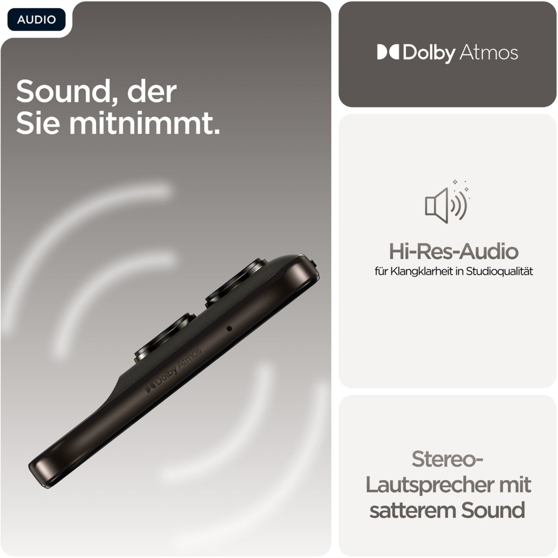 Kopfhörer, Stirnblende, Dolby Atmos, Hi-Res Audio, Stereolautsprecher