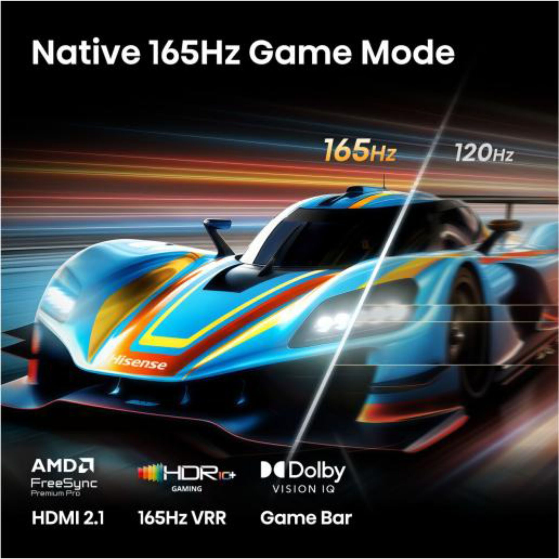 Rennwagen, Gaming Monitor, 165Hz, VRR, Dolby Vision