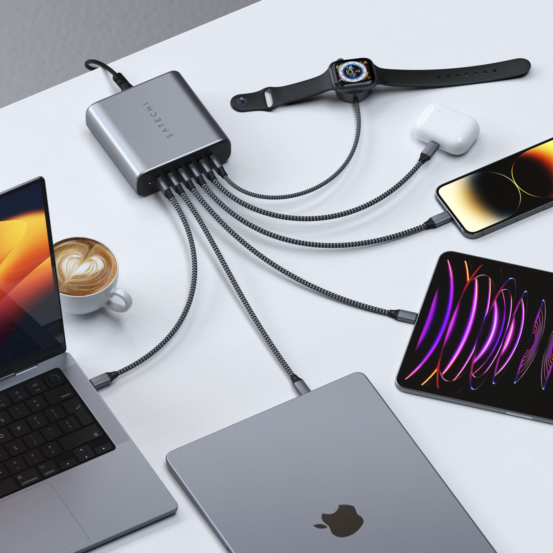 Elektronik, Handy, Telefon, Laptop, Kaffeetasse