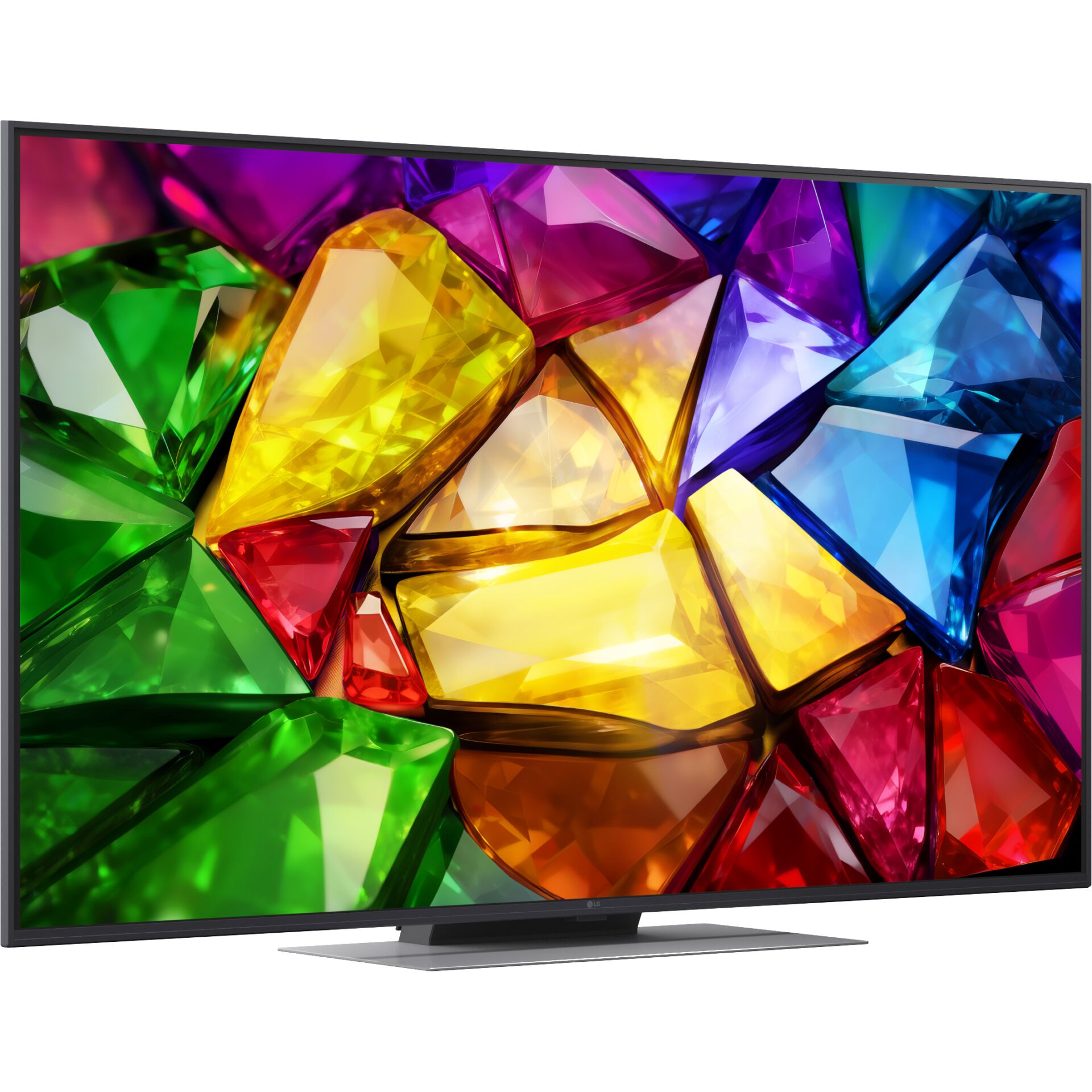 Fernseher, Flachbildschirm, bunte Edelsteine, Kristalloptik, schlanker Rahmen