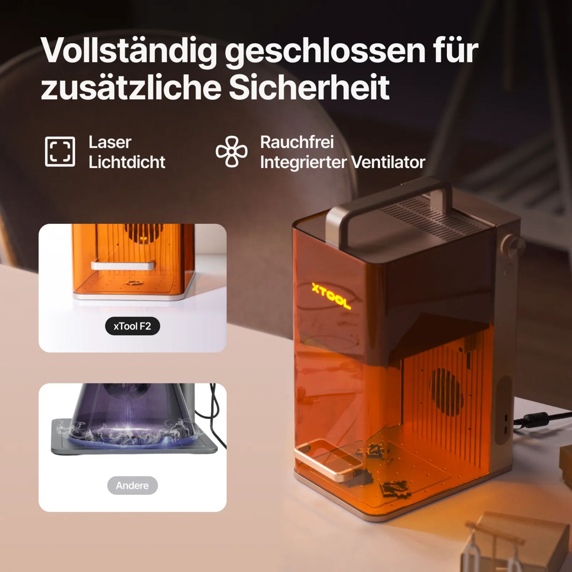 3D-Drucker, Laserlicht, Oranges Gerät, Ventilator-Stil, Kompakter Drucker