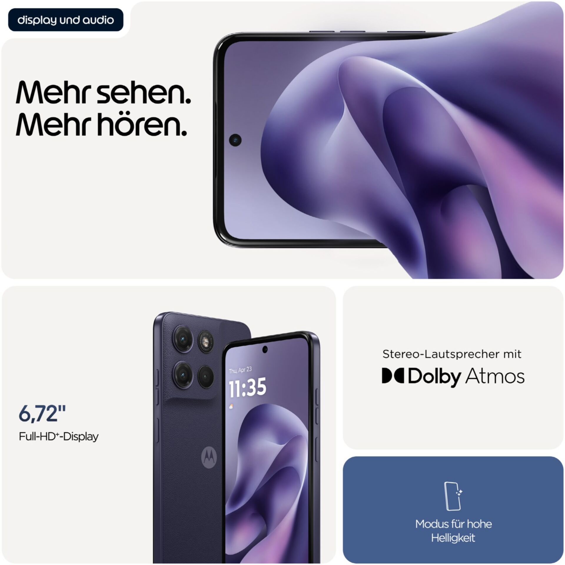 Smartphone, 6,7 Zoll, Full-HD Display, Dolby Atmos, Kamera-Quad