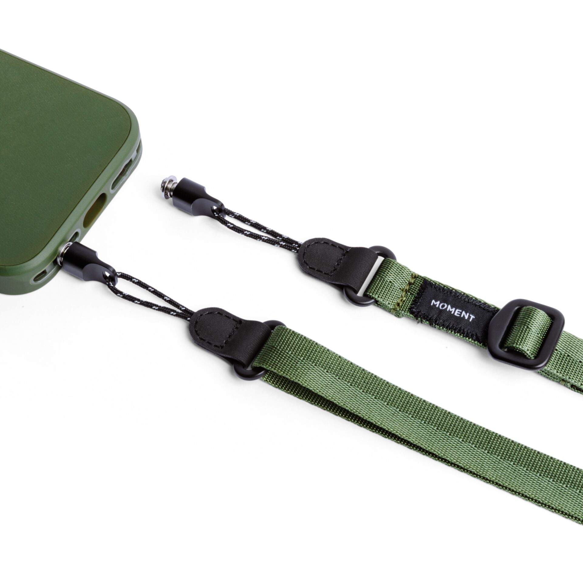 handy-halter, phone strap, militärgrün, nylonband, abnehmbares kabel