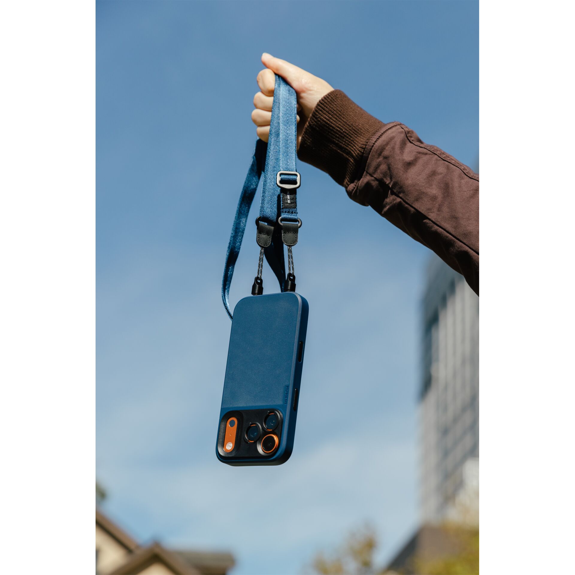 Handhabe, Handytasche, Lanyard, blau, Kamera-ähnliches Modul