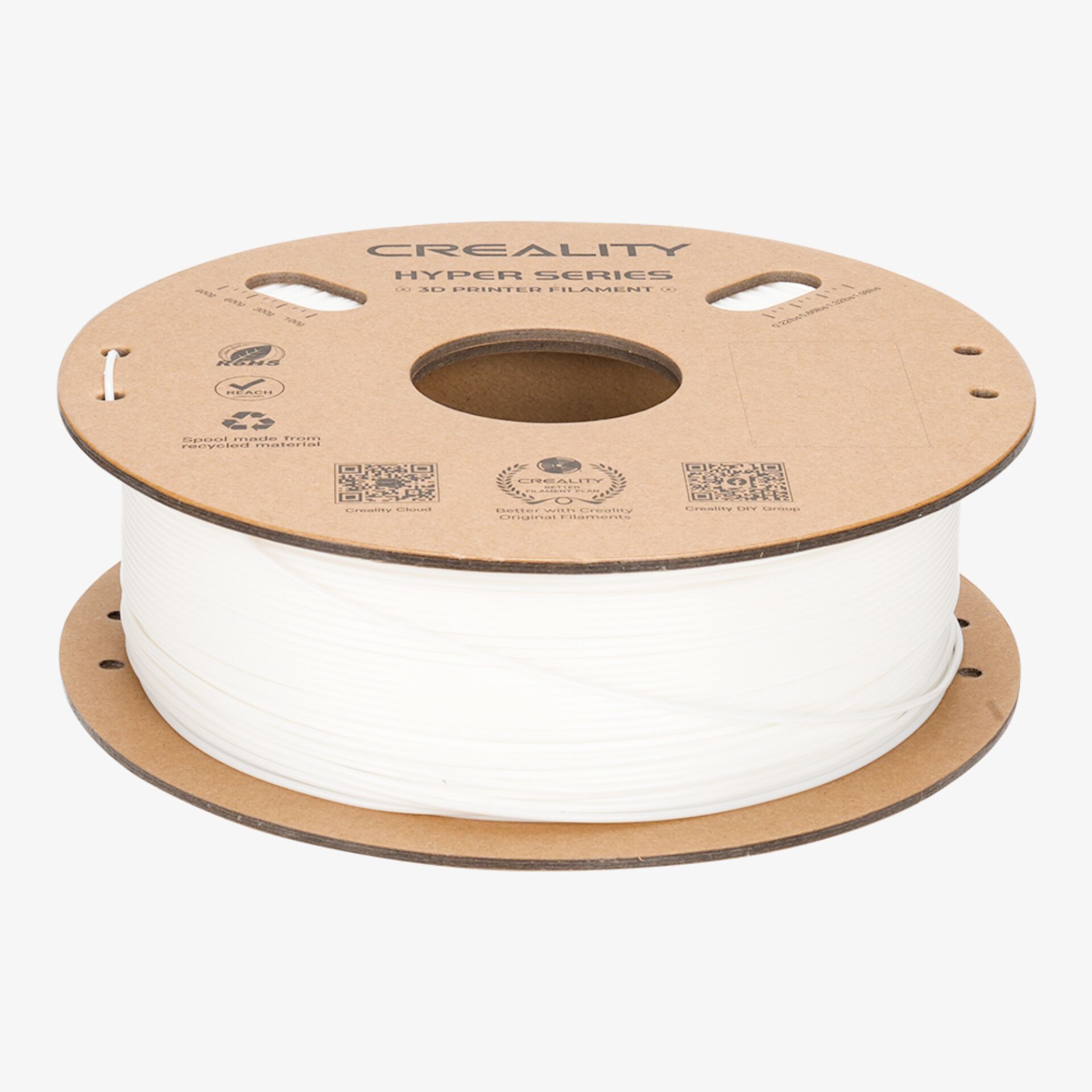 3D-Printer Filament, PLA Filament, Weiß, Spule, Hyper Series