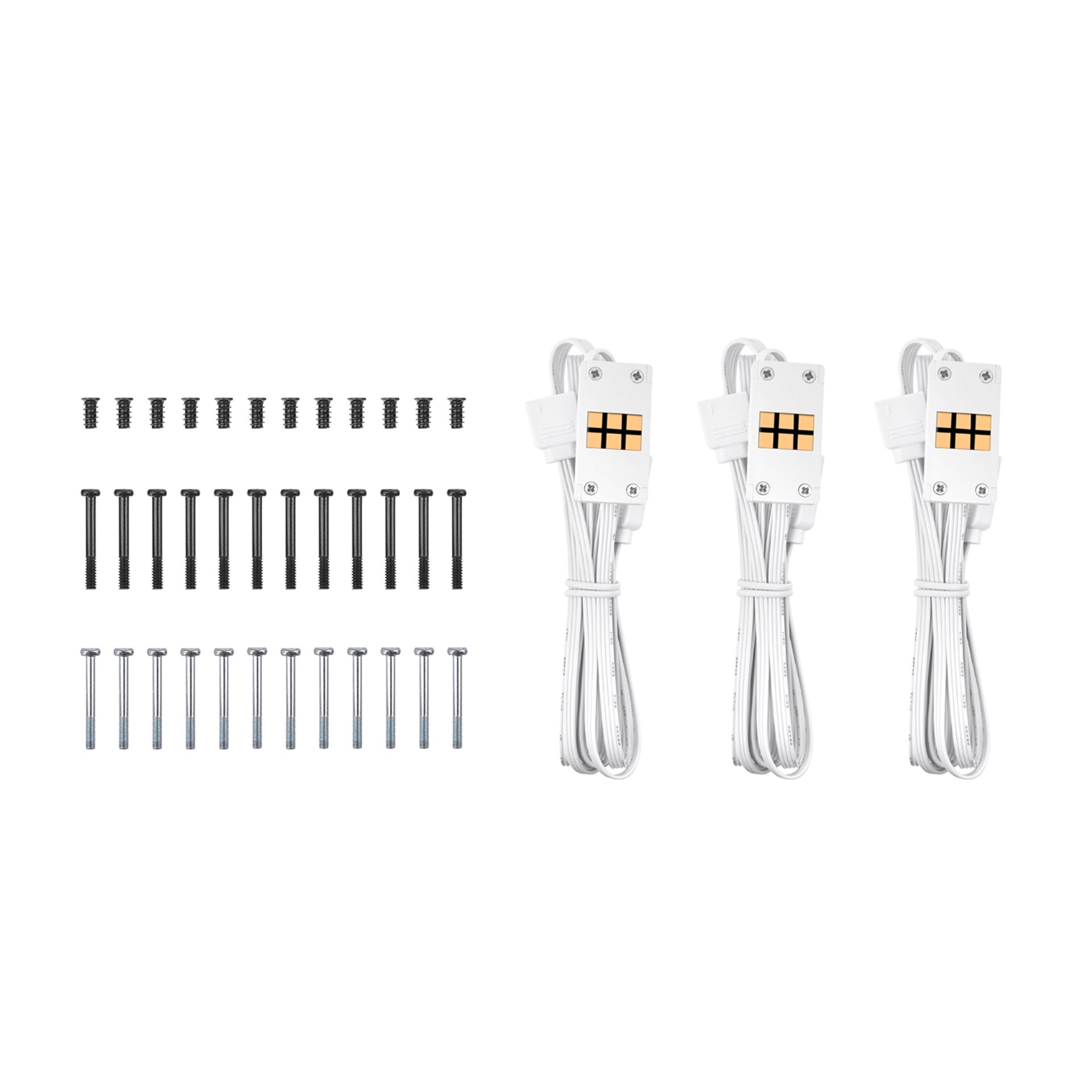 Schrauben, Unterlegscheiben, Schraubenköpfe, Drahtverbinder, LED-Steckverbinder