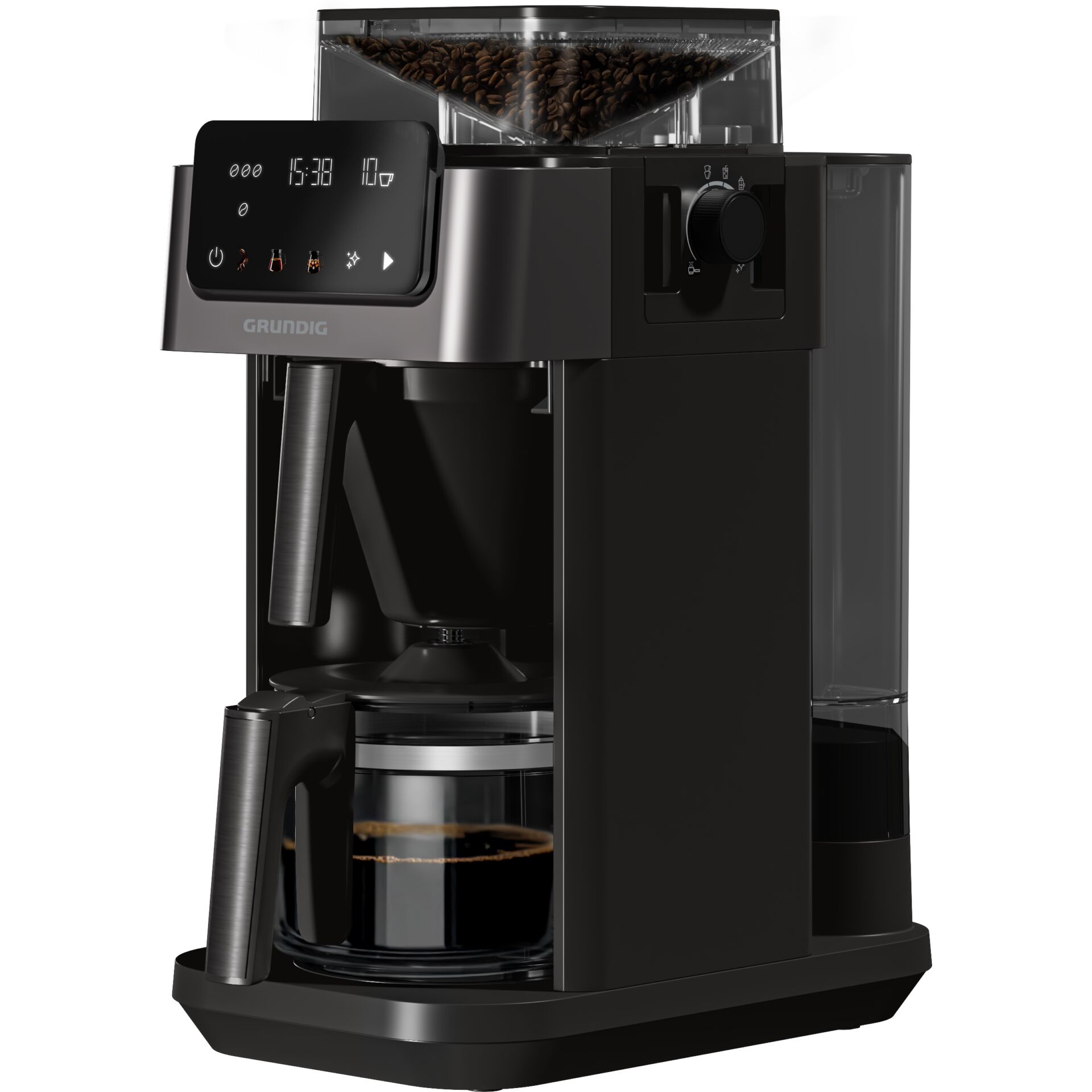 Kaffeemaschine, Filterkaffeemaschine, Kaffeemühle integriert, Bohnenbehälter, Schwarz