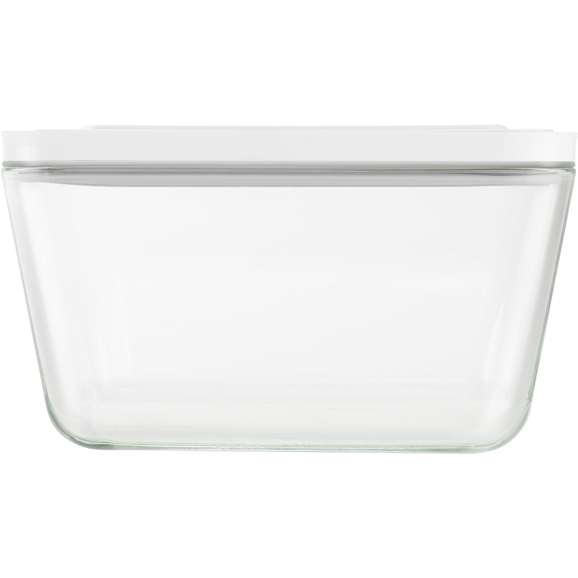 Vorratsdose, Glasbehälter, transparenter Glas, weißer Deckel, rechteckig