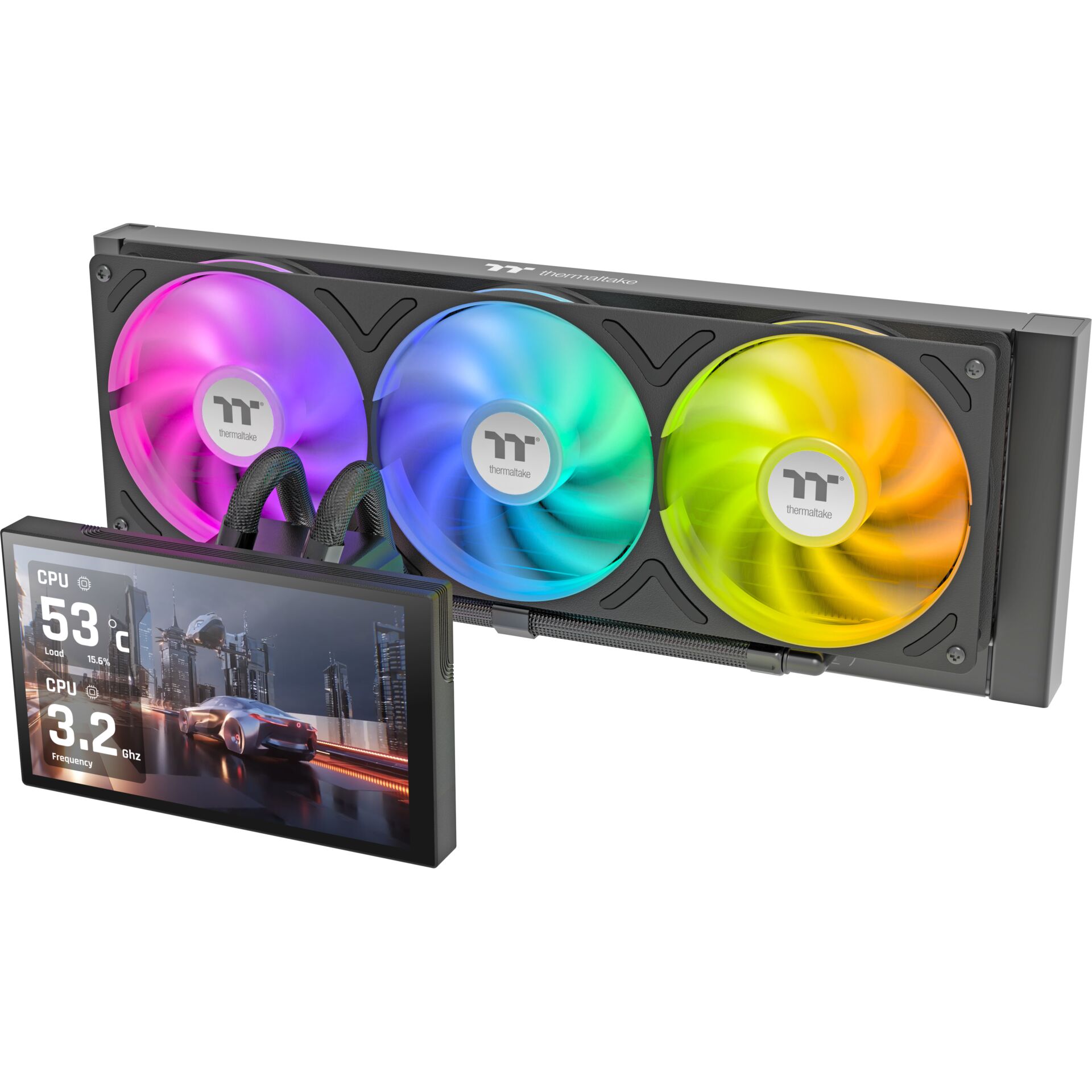 RGB, Wasserkühlung, 3-Fan-Kühler, CPU-AIO, LCD-Display