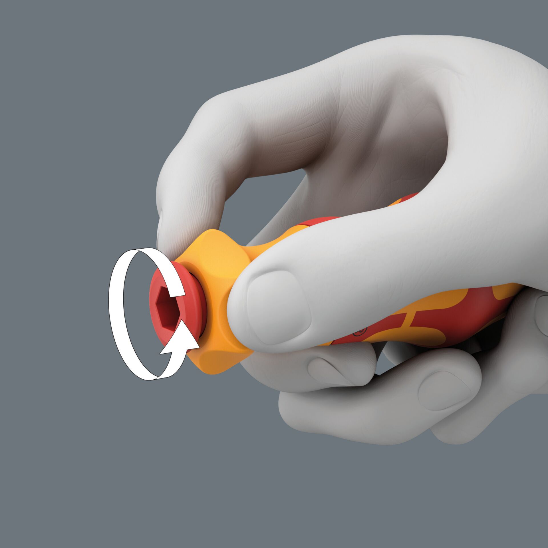 Fingerabdruck, Drehknopf, orangener Knopf, Plastikspielzeug, handgehaltenes Gerät
