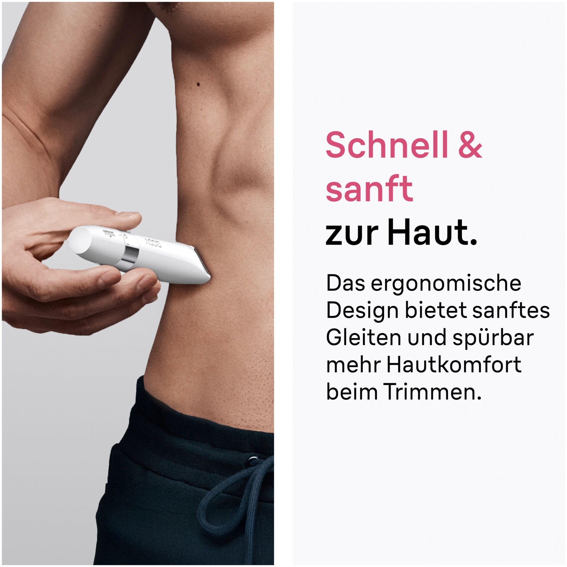 Körpertrimmer, Weißes Gerät, Ergonomisches Design, Hautschonend, Elektrischer Trimmer