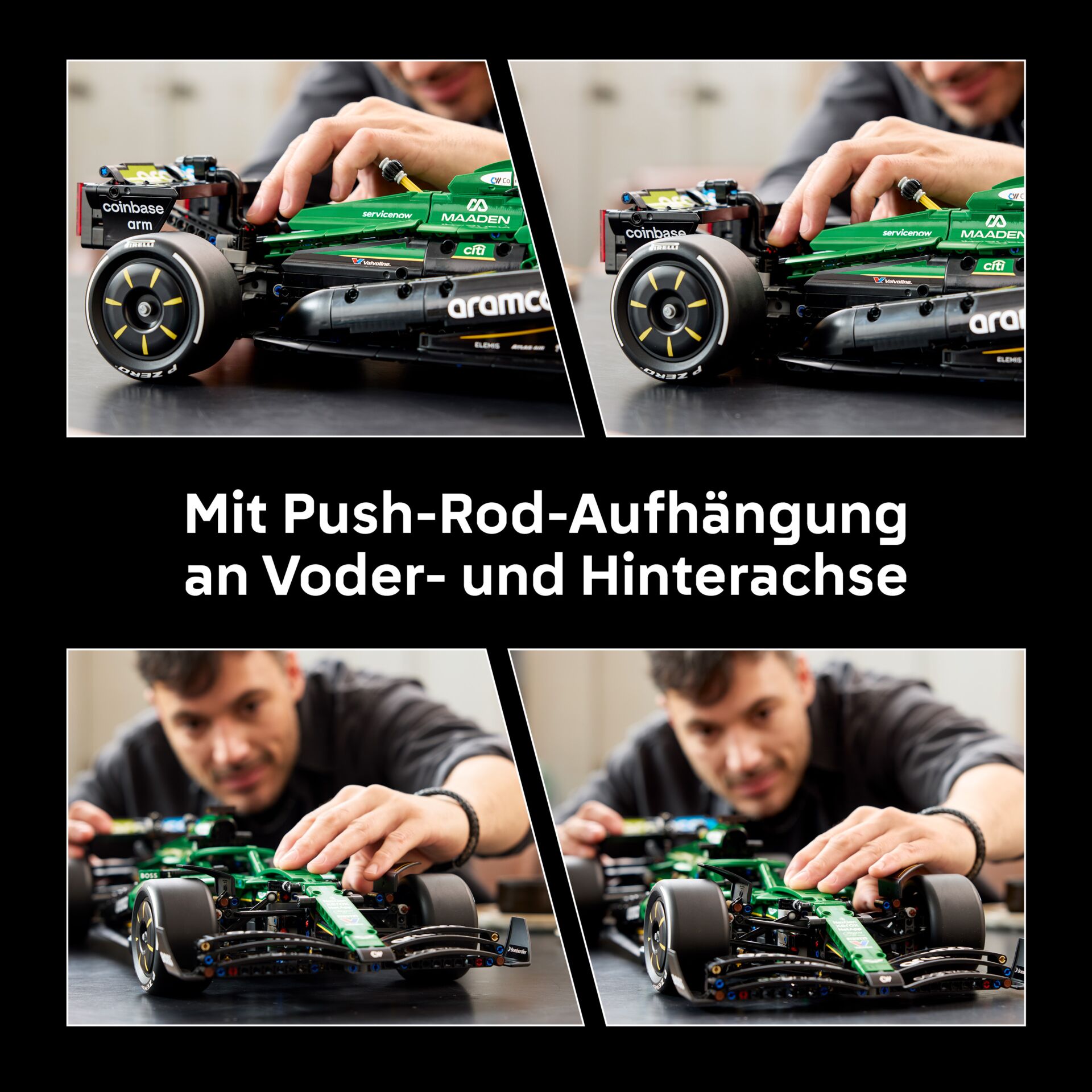 Modelauto, Formel-1, Rennwagen, Grün, Push-Rod-Aufhängung