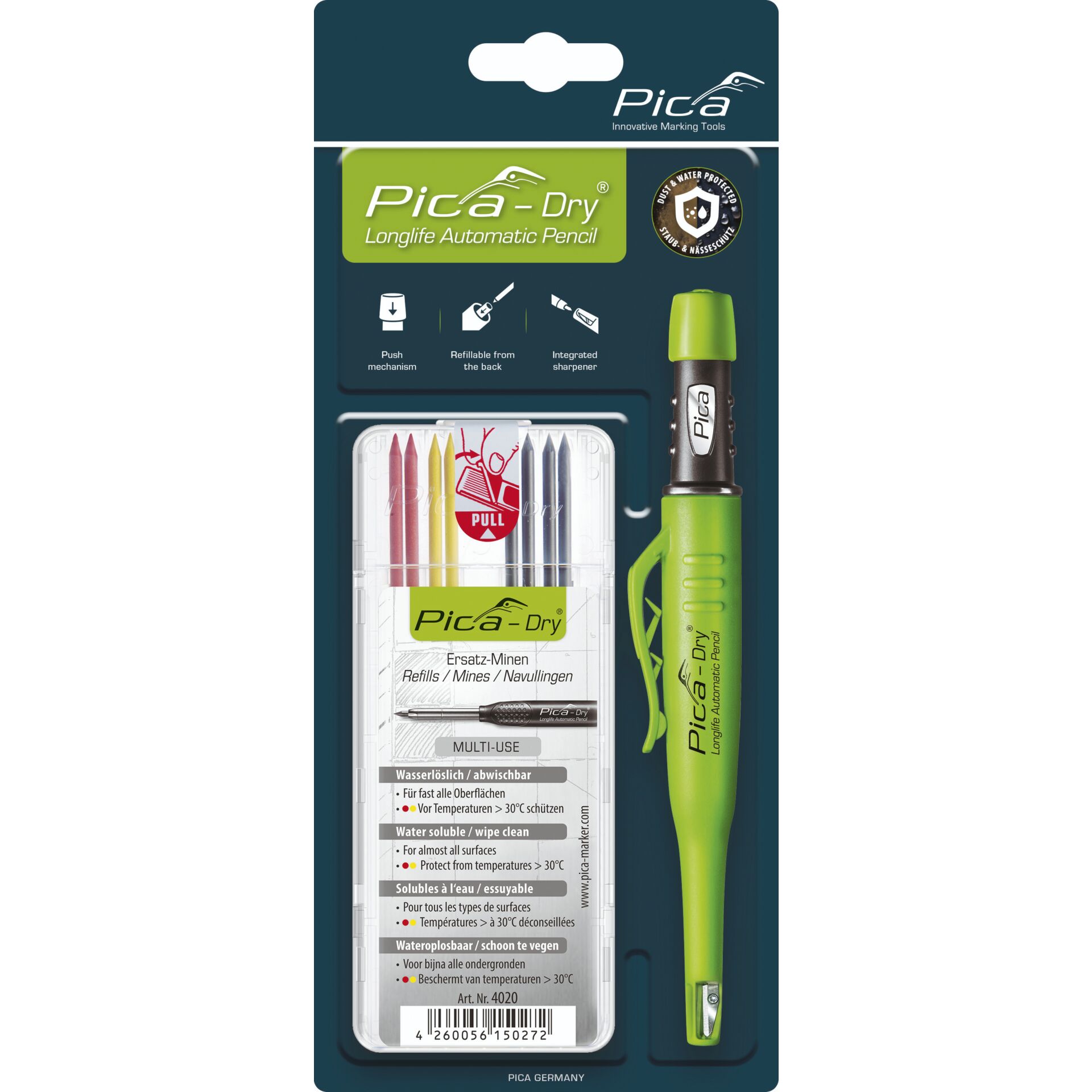 Pica DRY Bundle mit 1x Marker +  1x Minen-Set Nr. 4020