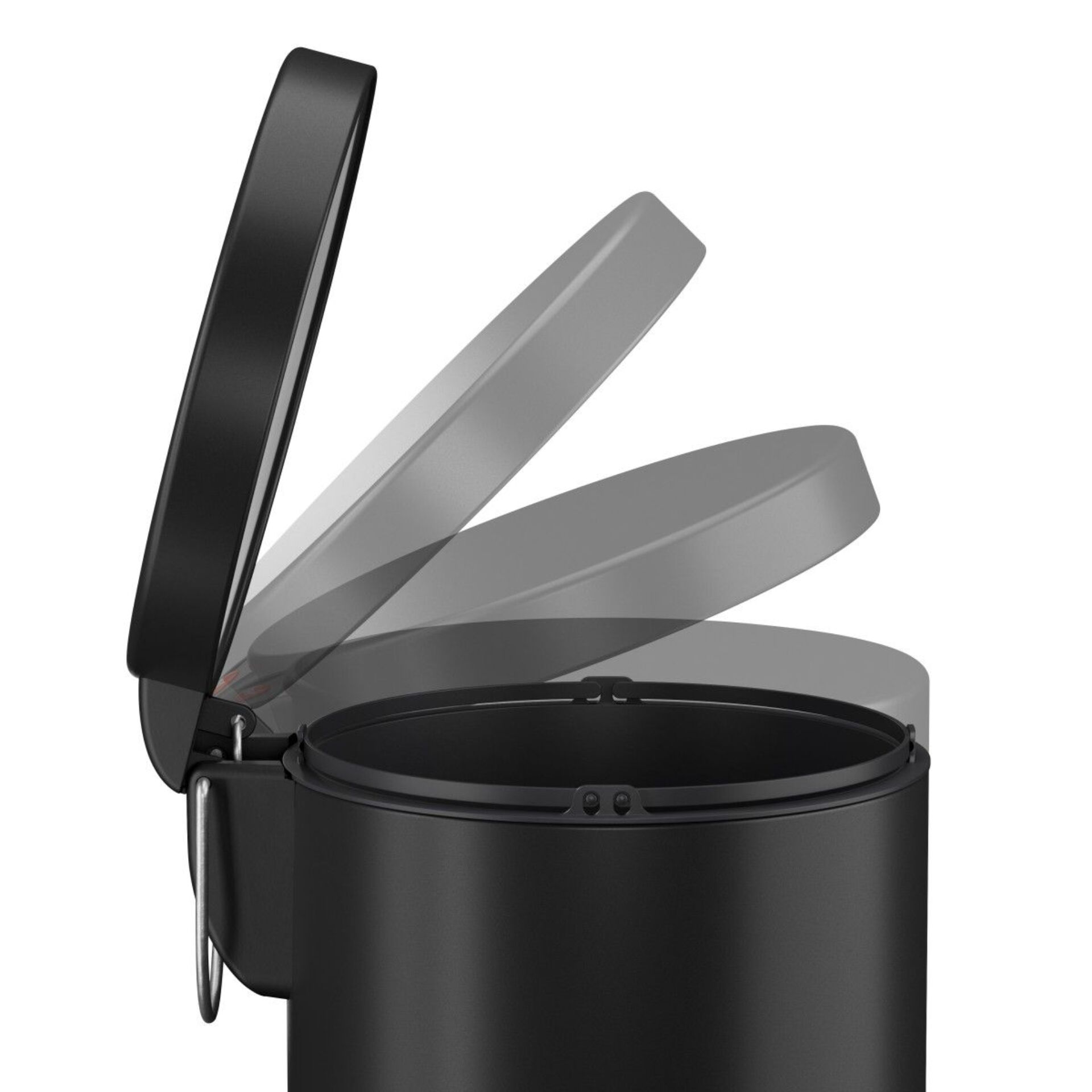 Mülleimer, Tonne, Tretmülleimer, schwarz, Metall
