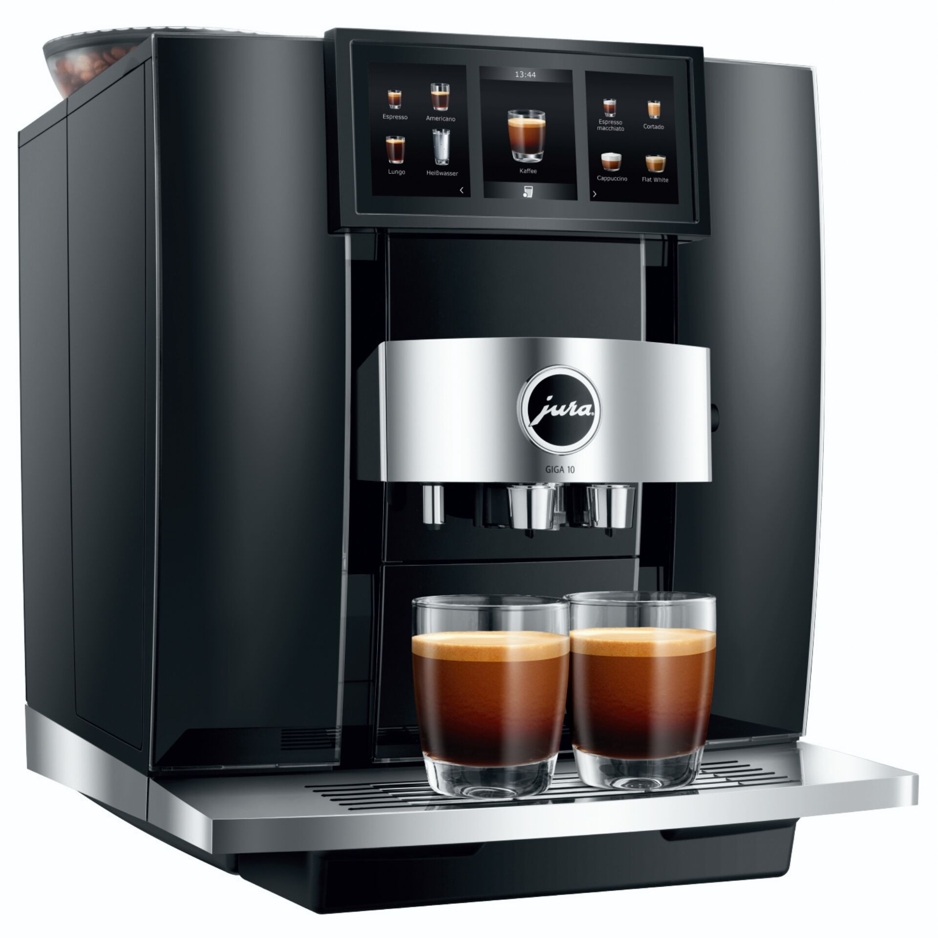 Kaffeemaschine, Espressoautomat, Schwarz, Tischbereit, Kaffee, Kaffeevollautomat, Espresso, Kaffee, Tischgerät, Gläser