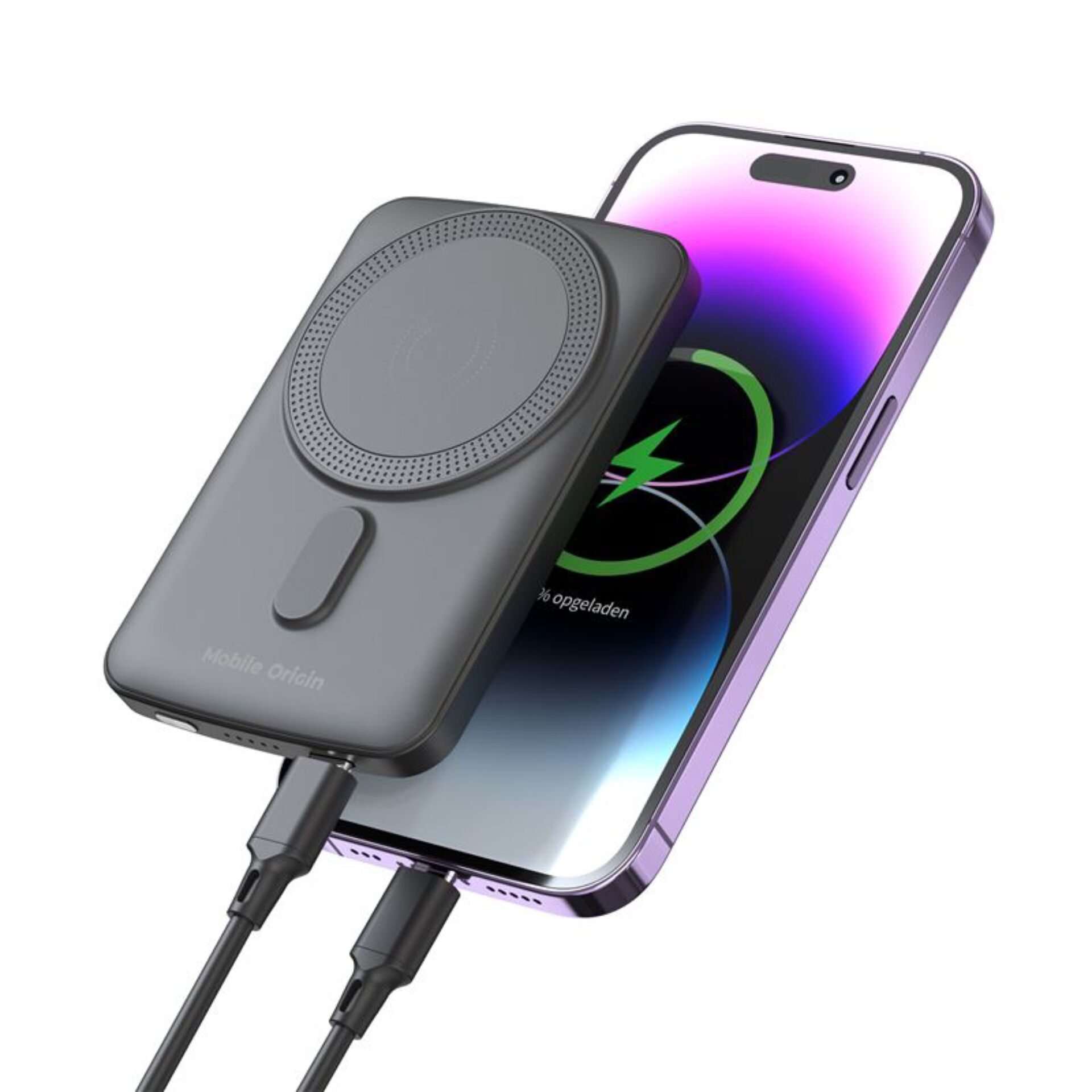 Qi kabellose Ladeplatte, Magnetischer Wireless-Ladepad, Telefonhalter, USB-C Kabel, Induktives Laden