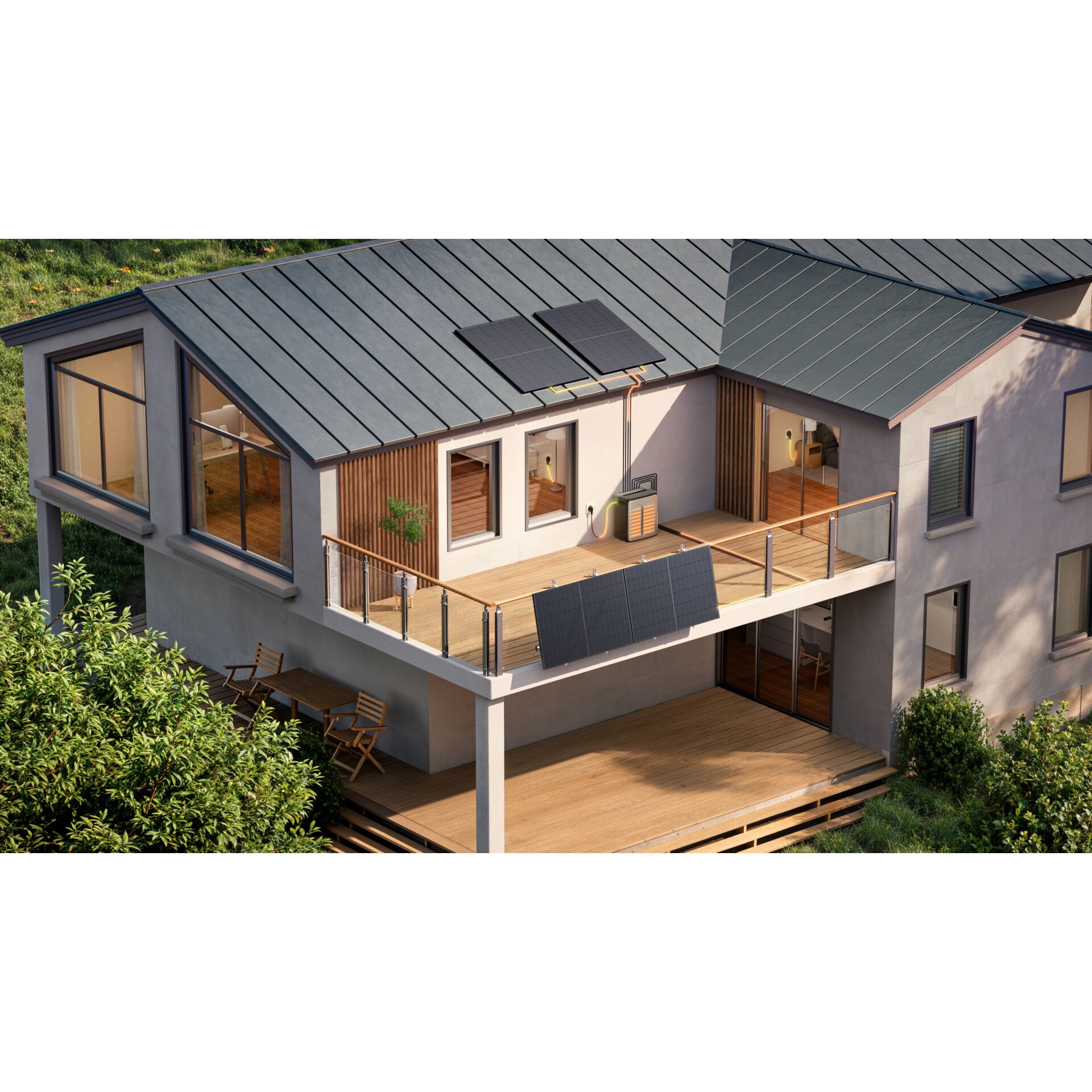 Innenarchitektur, Wohnen, Veranda, Deck, Sonnenkollektoren, Innenarchitektur, Wohnen, Veranda, Deck, Sonnenkollektoren