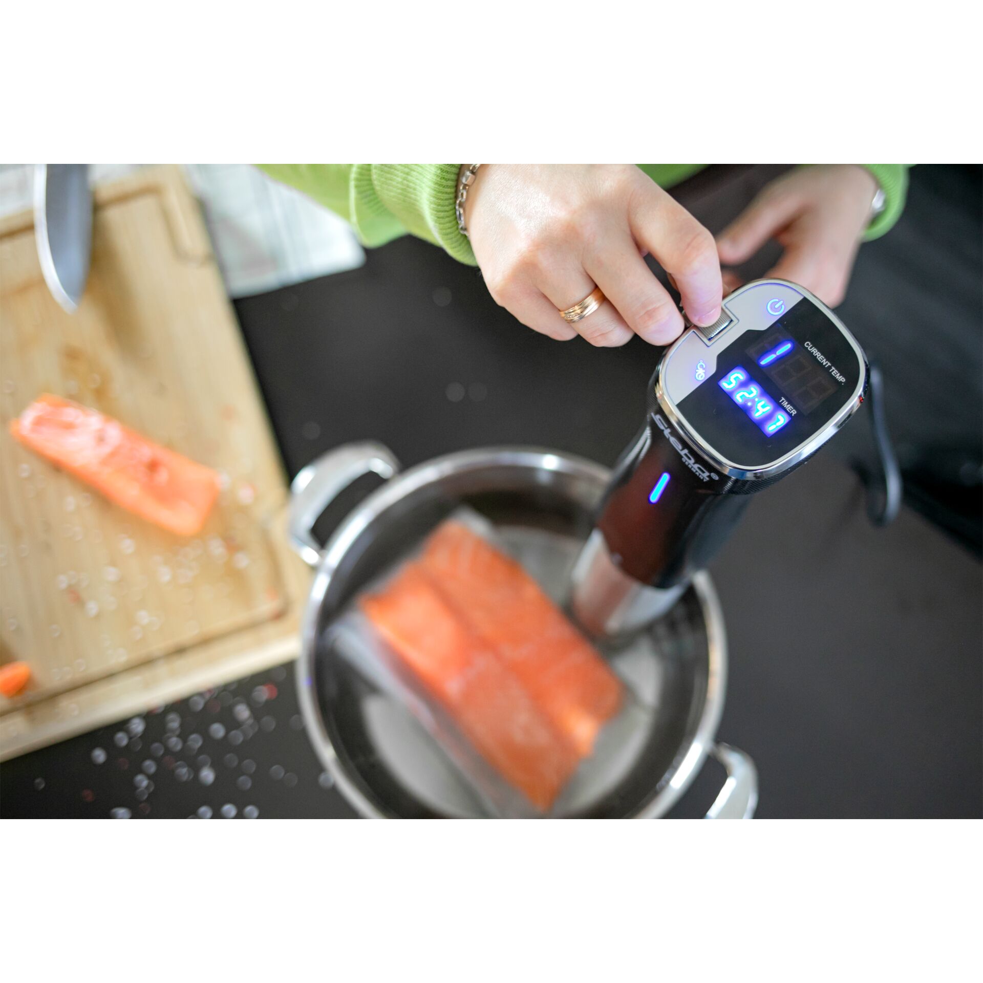 Salmon, Küchengerät, Sous-vide, Digitaler Temperaturmesser, Statusdisplay