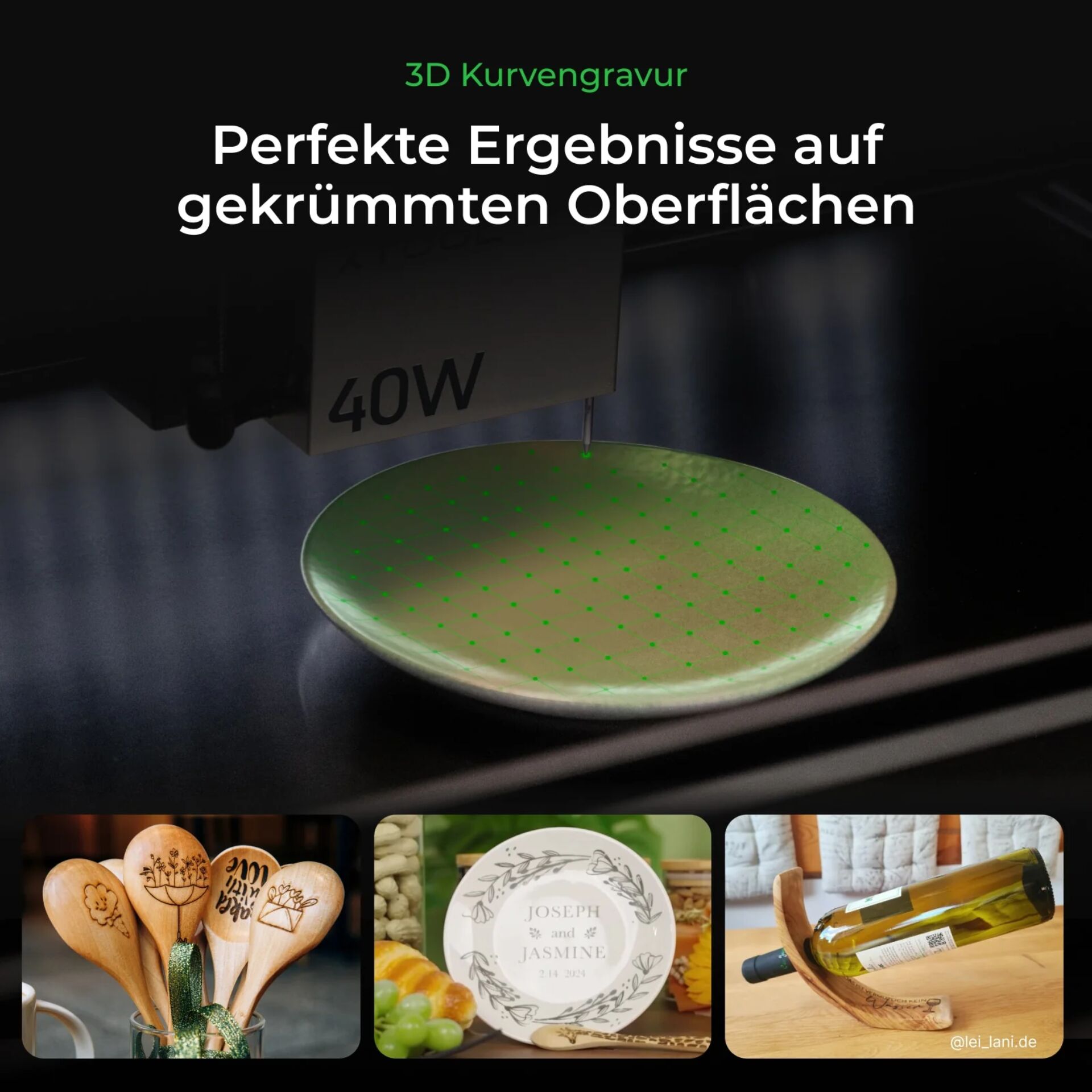 3D-gedrückte Oberfläche, Gravurplatte, Grüner Punktmuster, Tellerplatte, Platte mit Muster