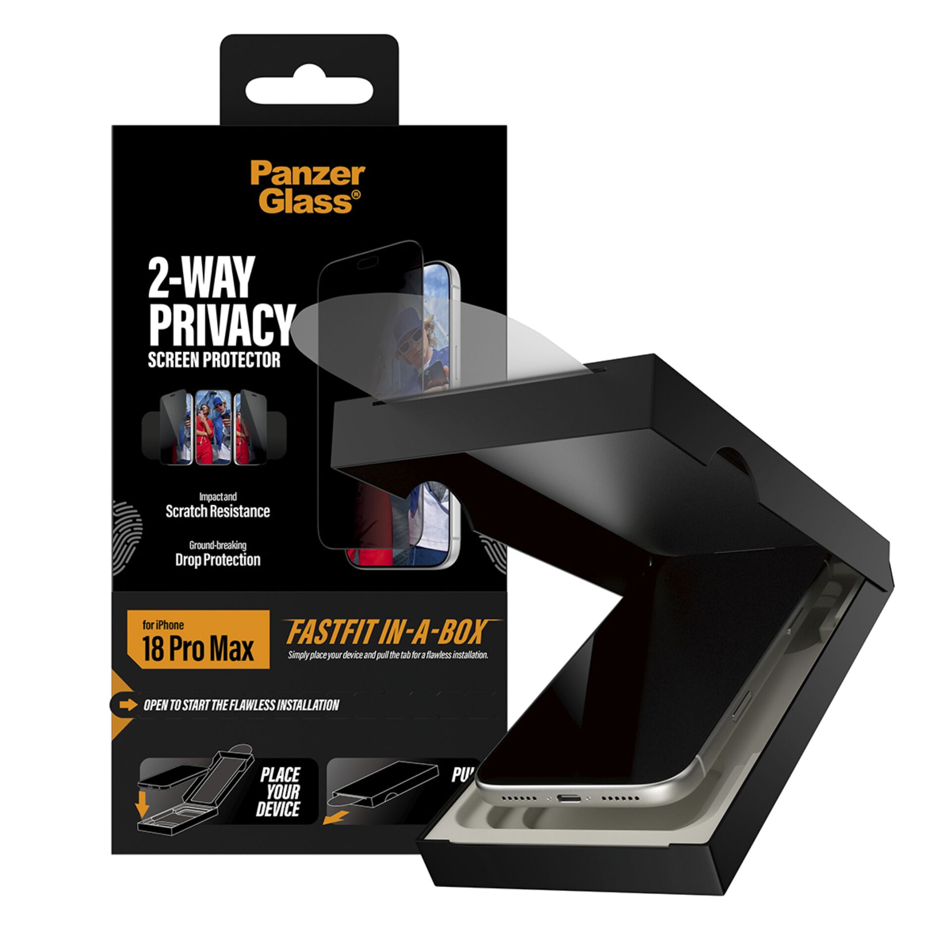 Displayschutz, Privatsphäre, 2-Wege, iPhone 18 Pro Max, Glasfolie