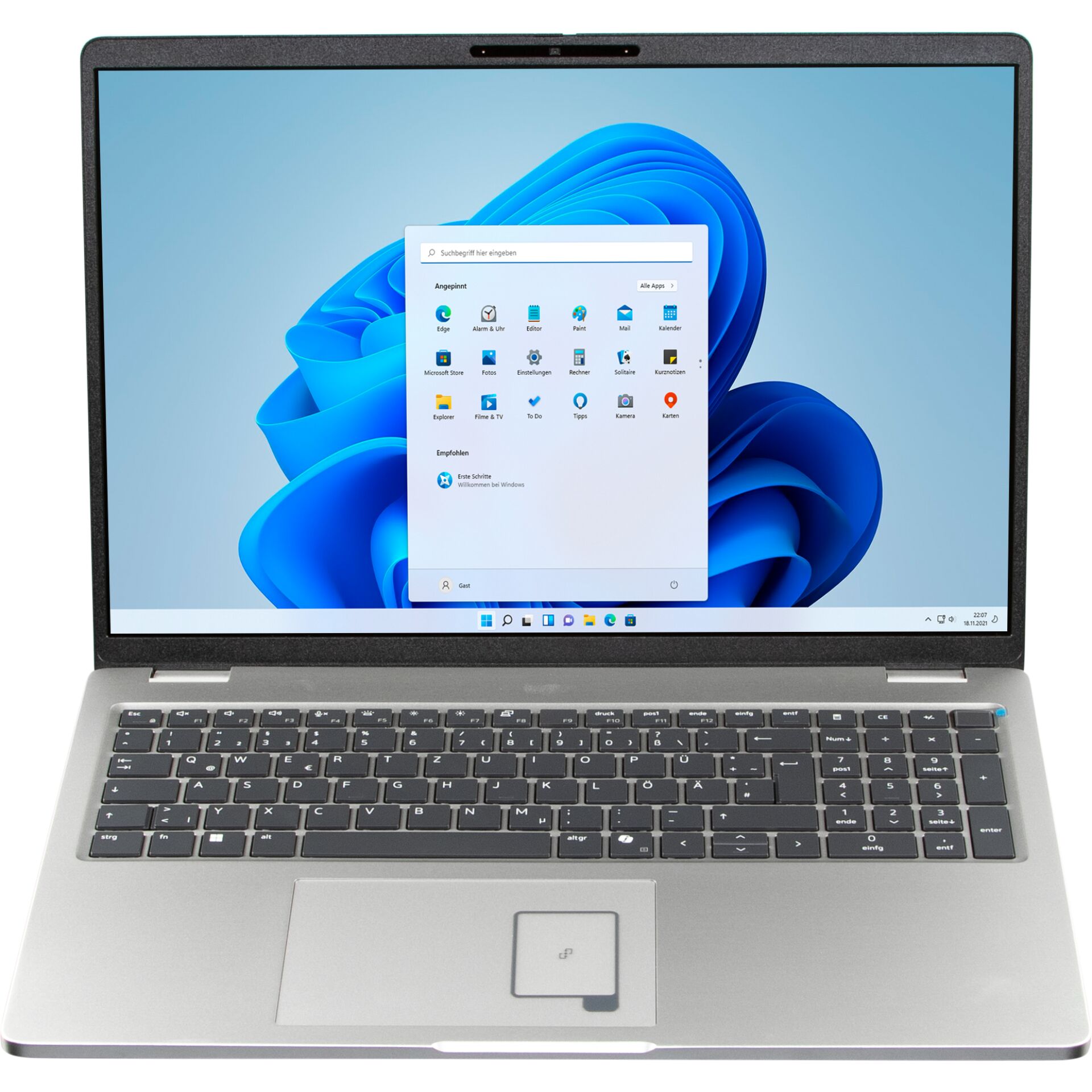 Laptop, Silberfarben, Windows 11, Nummernblock, Touchpad