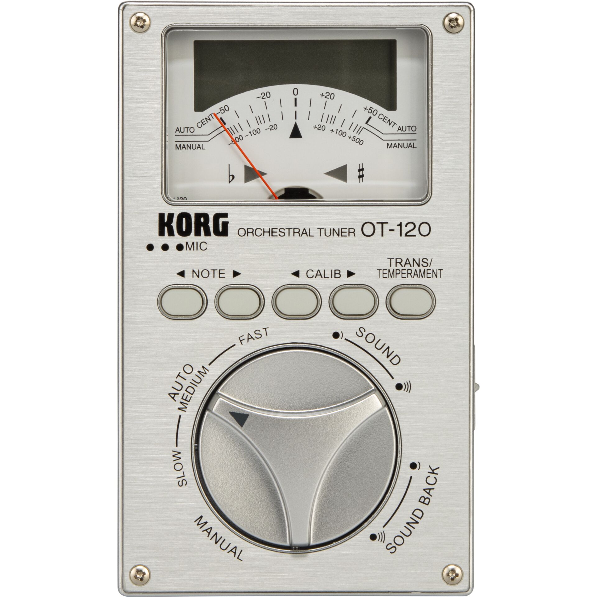 Orchester-Tuner, Korg OT-120, Analog-Tuner, Metallgehäuse, Trans/Temperament