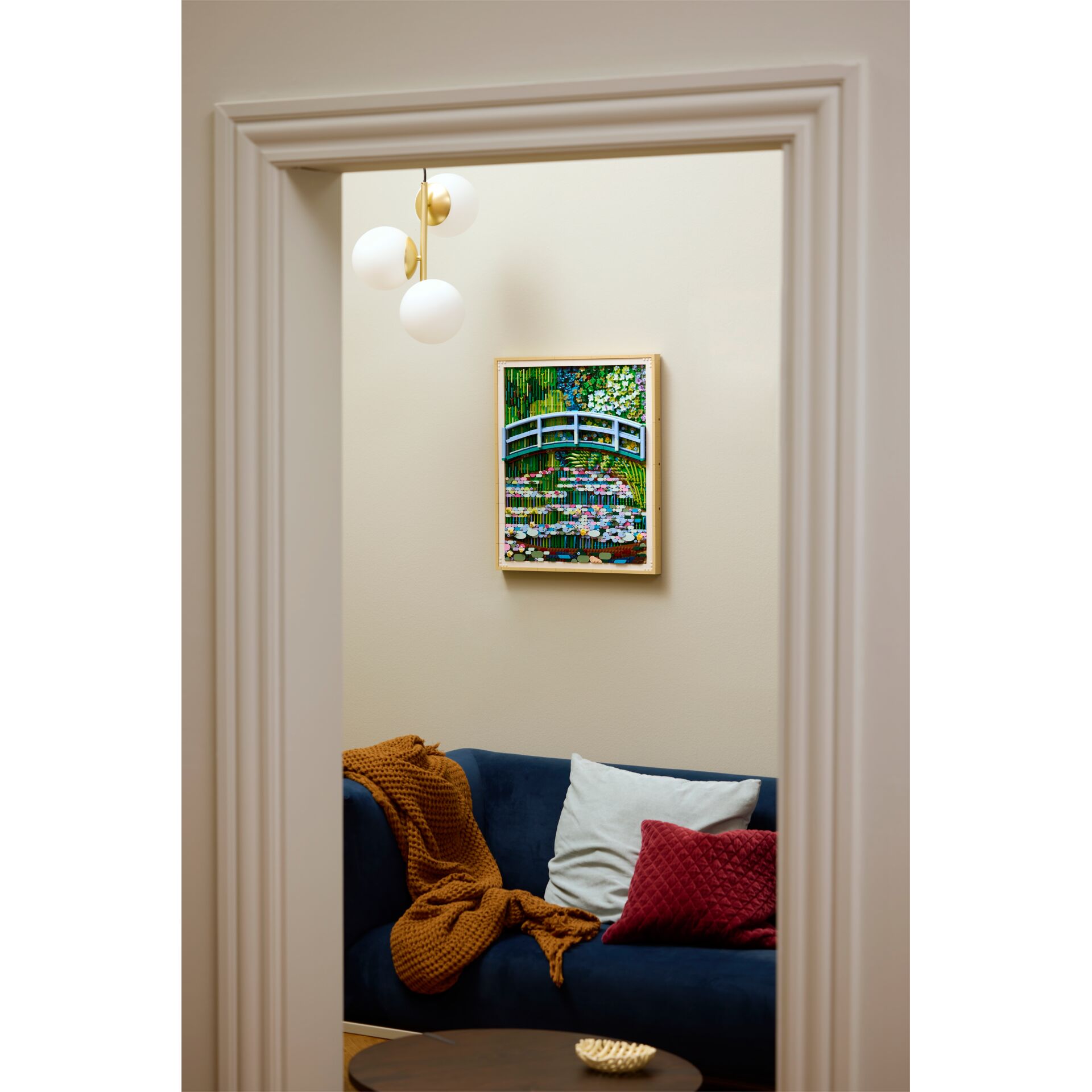 sofa, Kissen, Decke, Wandkunst, Lampenfassung