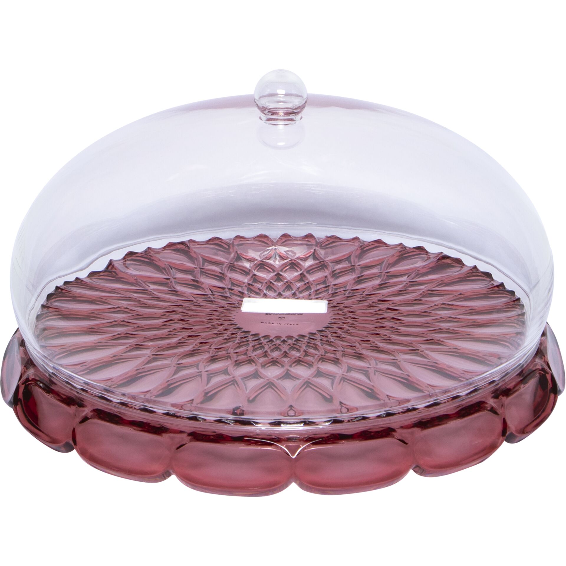 Glasdome, Kuchendeckel, Rosa Glas, Deckelplatte, Kristallmuster