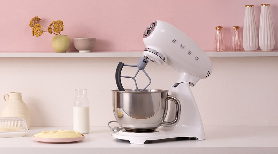 Küchenmaschine, Standmixer, Edelstahlschüssel, weiß, Rührbesen