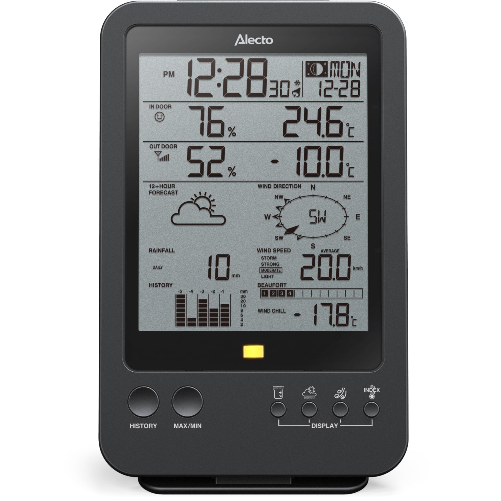 Wetterstation, Digitalanzeige, Sensoren, Windrichtung, Beleuchtung