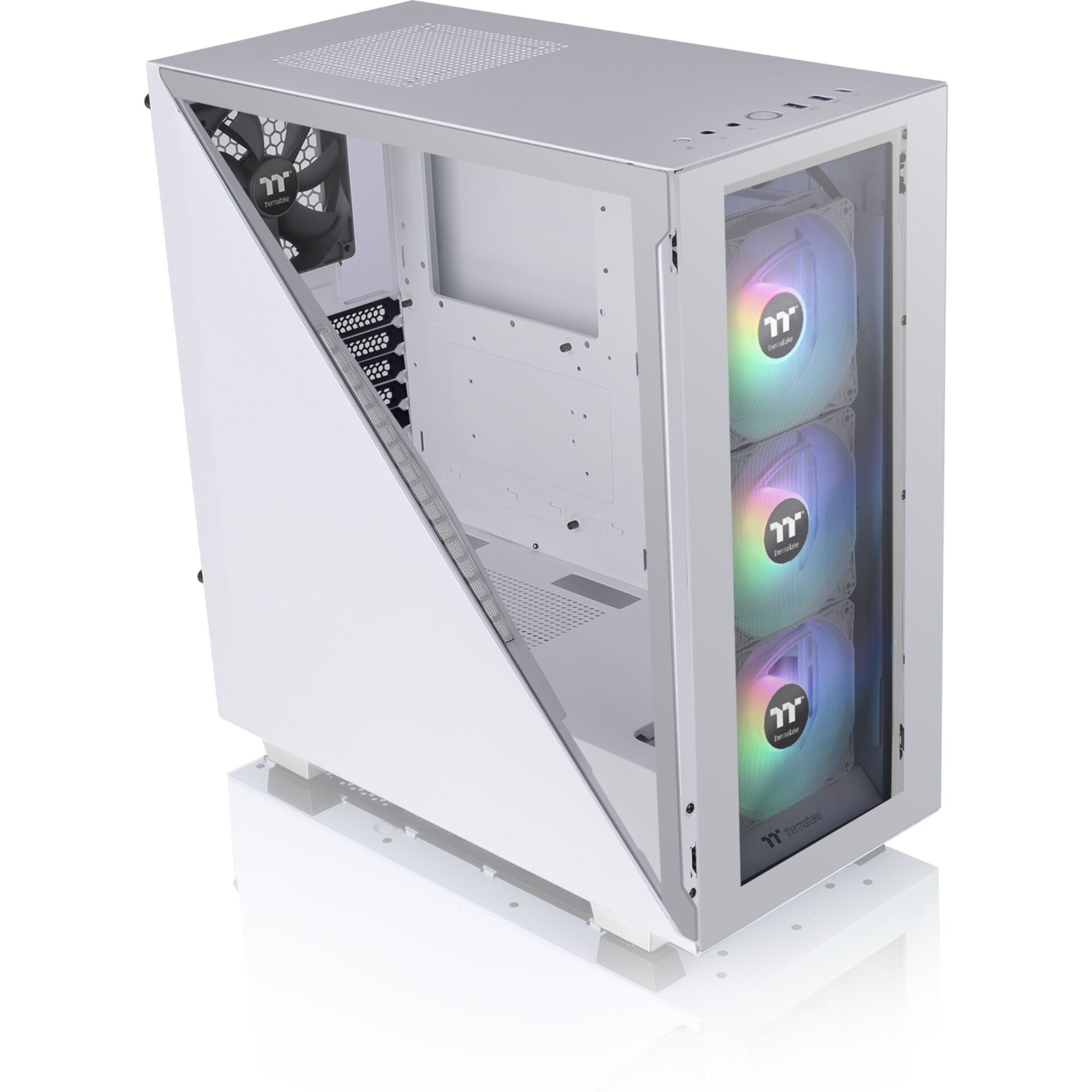 PC-Gehäuse, Midi-Tower, RGB-Lüfter, Glasfenster, LED-Beleuchtung