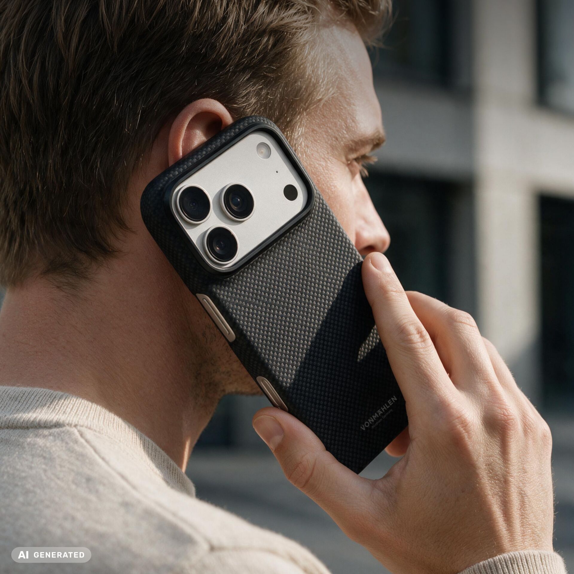 Smartphone-Hülle, iPhone, Triple-Kamera, geprägte Hülle, Kohlenstoff-Optik