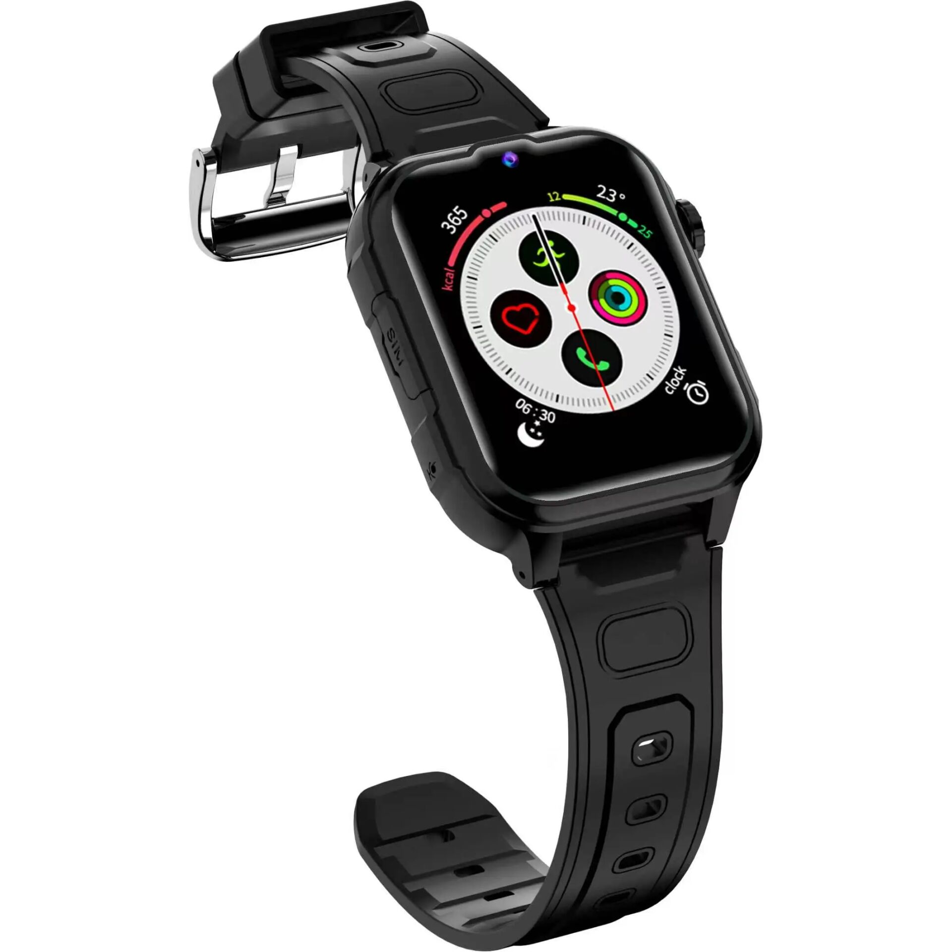 Smartwatch, Schwarz, Silicone-Armband, Touchscreen, Display